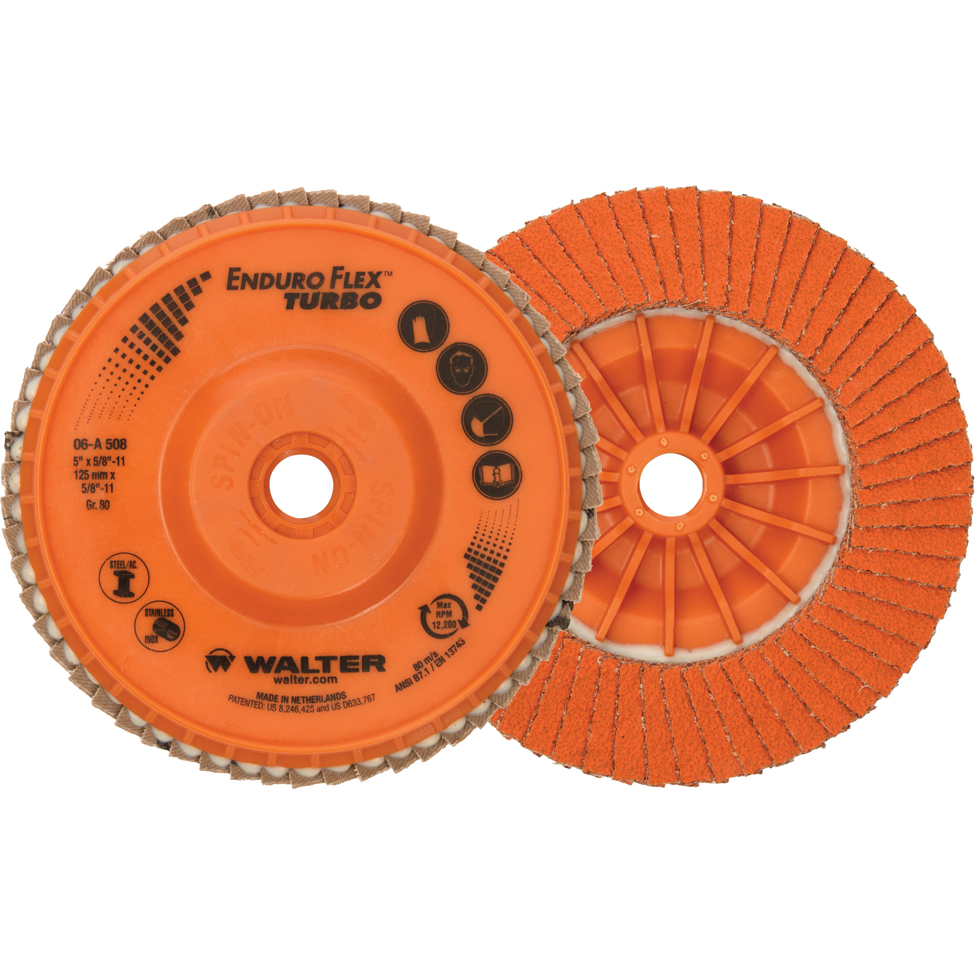 Disque à lamelles Enduro-Flex TurboMC, 5" x 5/8"-11, Type 27S, Grain 80, Céramique