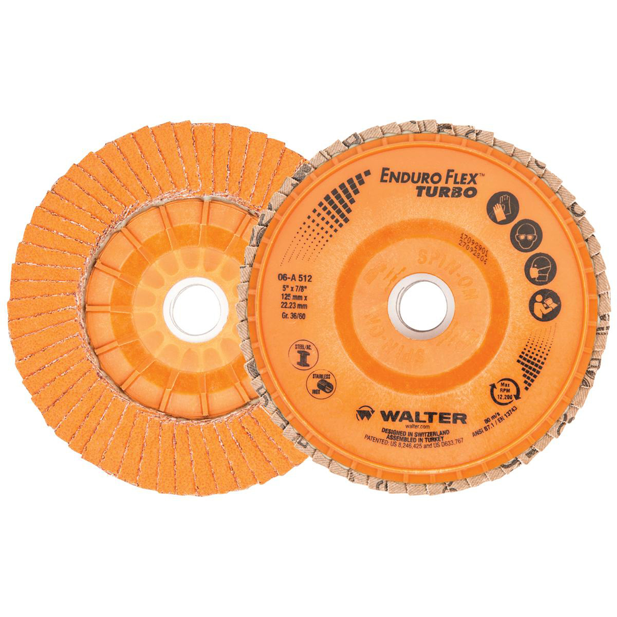 Disque à lamelles Turbo Enduro-FlexMC, 5" x 7/8", Type 27, Grain 36/60, Céramique