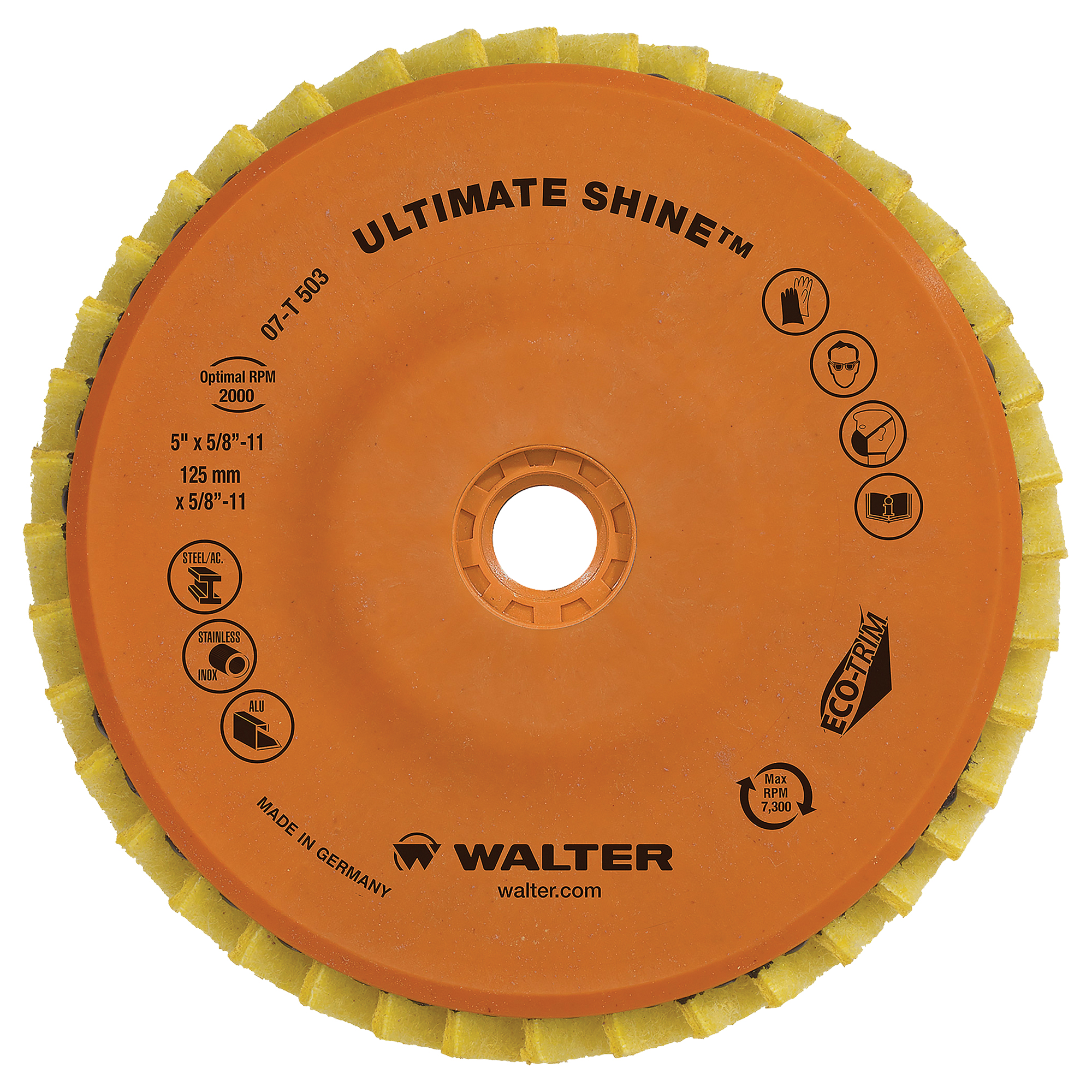 Disque à lamelles Ultimate ShineMC, 4-1/2" x 5/8"-11, Type 27, Grain Très fin, Zirconium