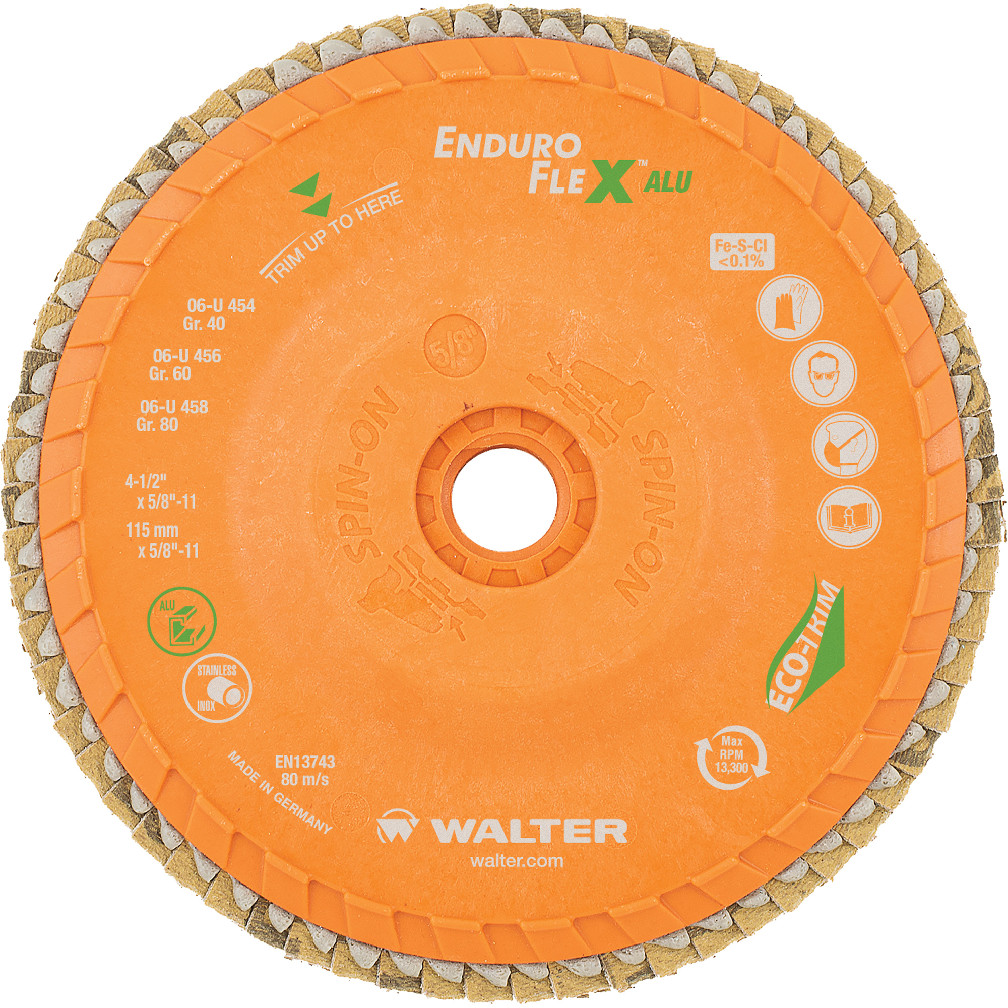 Disque à lamelles vissable Enduro-Flex AluMC, 4-1/2" x 5/8"-11, Type 27, Grain 40, Alumine de zirconium