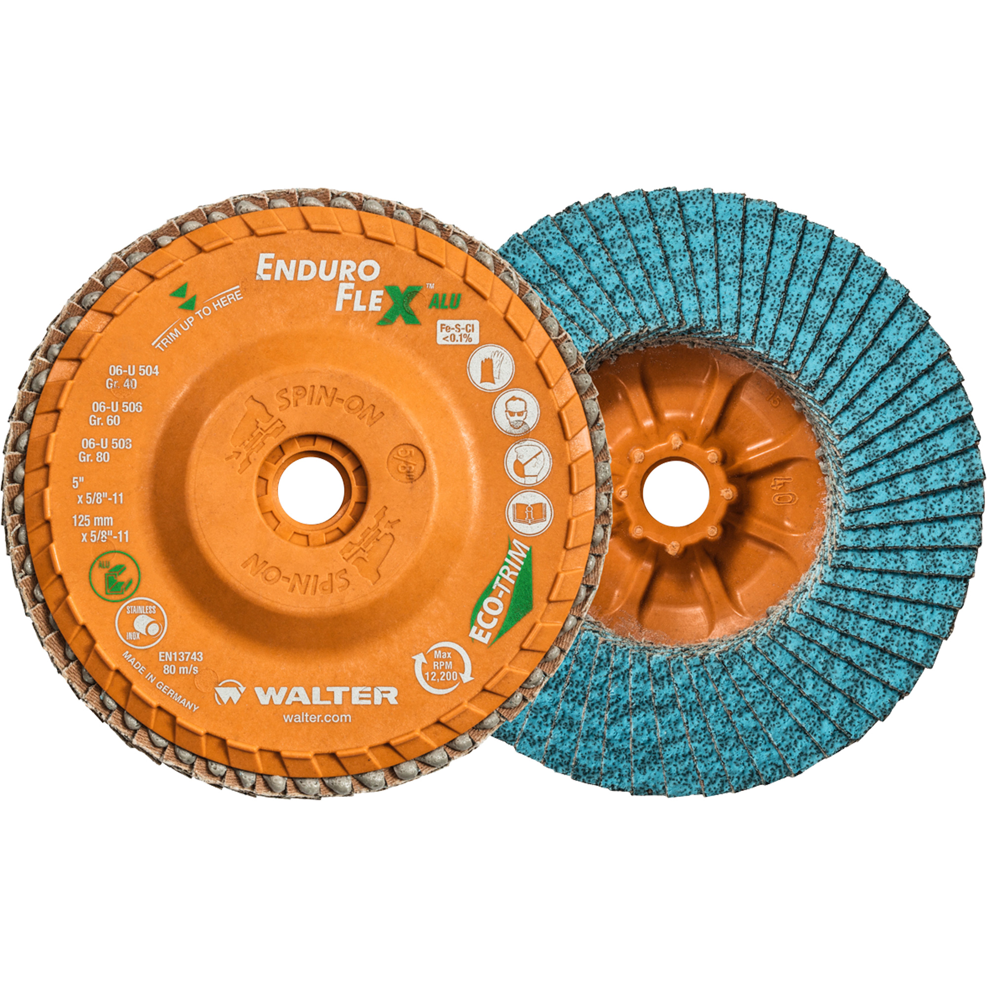Disque à lamelles vissable Enduro-Flex AluMC, 5" x 5/8"-11, Type 27, Grain 60, Alumine de zirconium