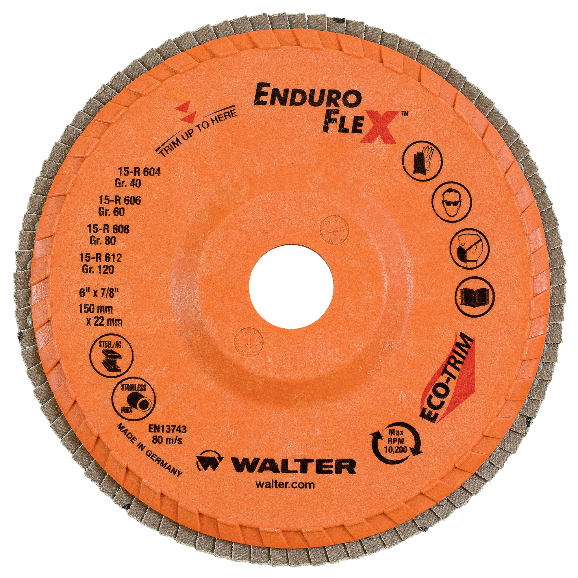Disques à lamelles Enduro-FlexMC, 6" x 7/8", Type 27, Grain 60, Zirconium