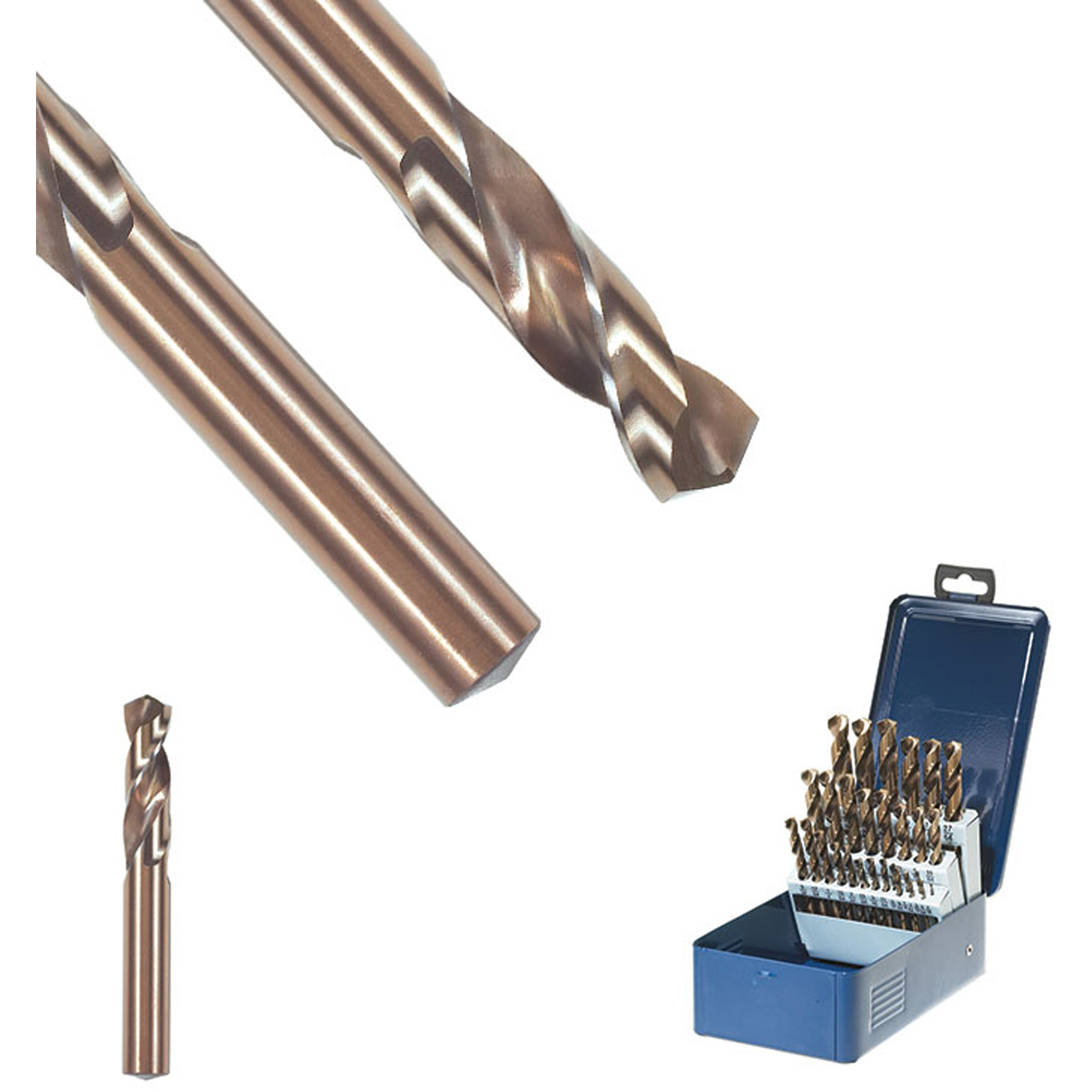 Jeu de forets à diamètres numérotés SST+, 1/2", Acier rapide, Cannelure 2", Pointe de 135°