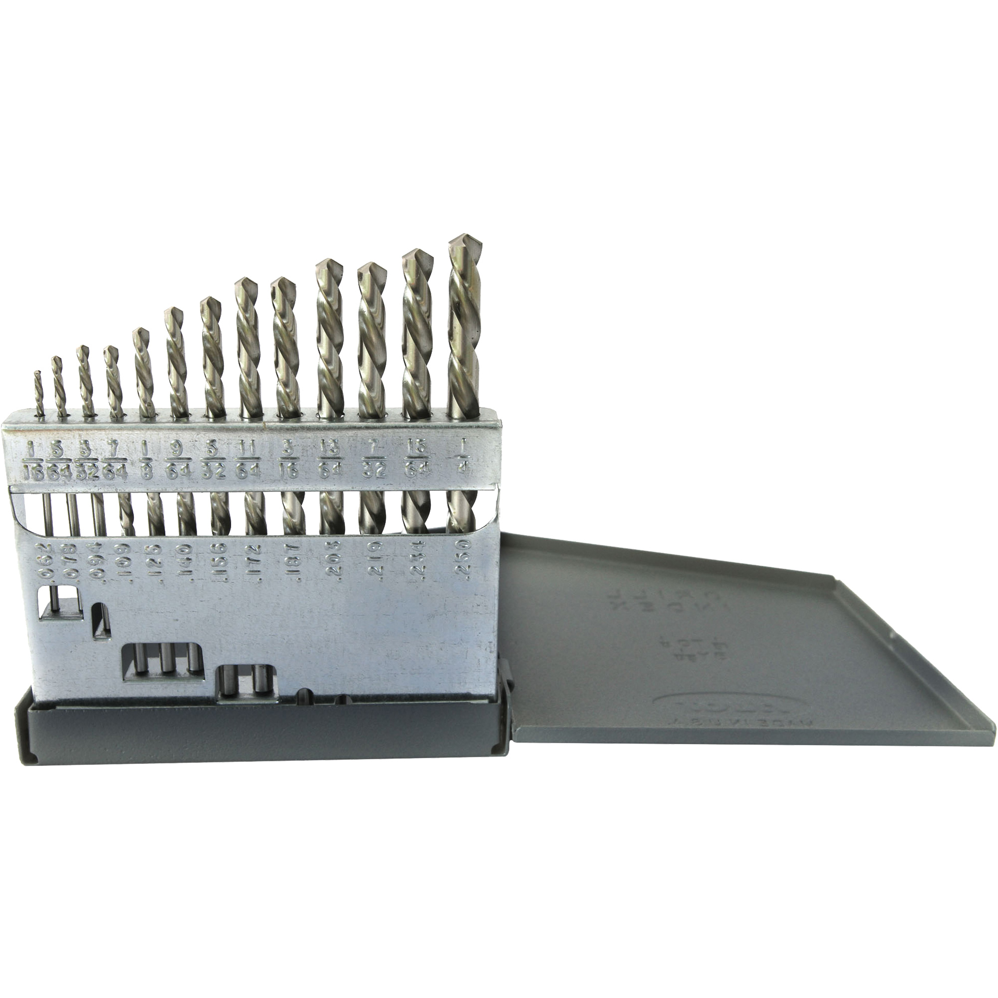 Jeu de forets courts main gauche USA DrillcoMD, 13 morceaux, Acier rapide