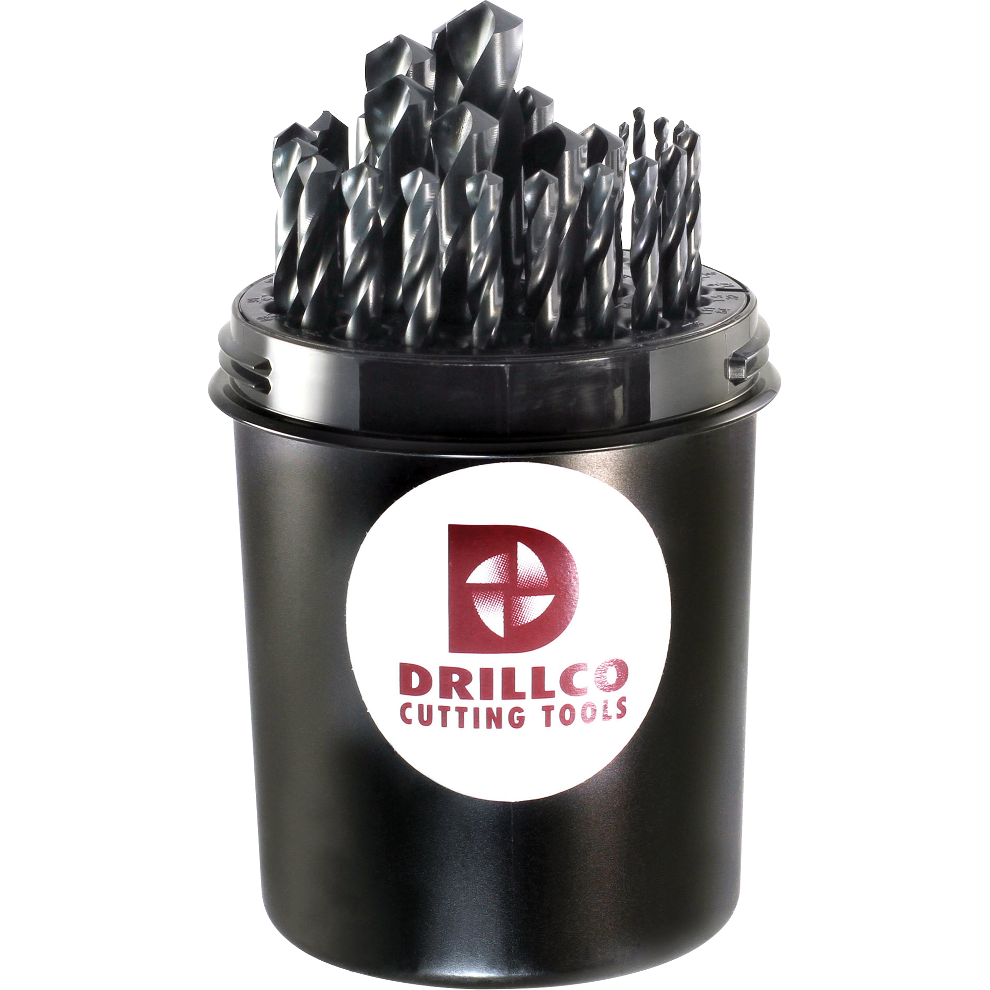 Jeu de forets courts USA à usage intensif avec seau DrillcoMD, 29 morceaux, Acier rapide