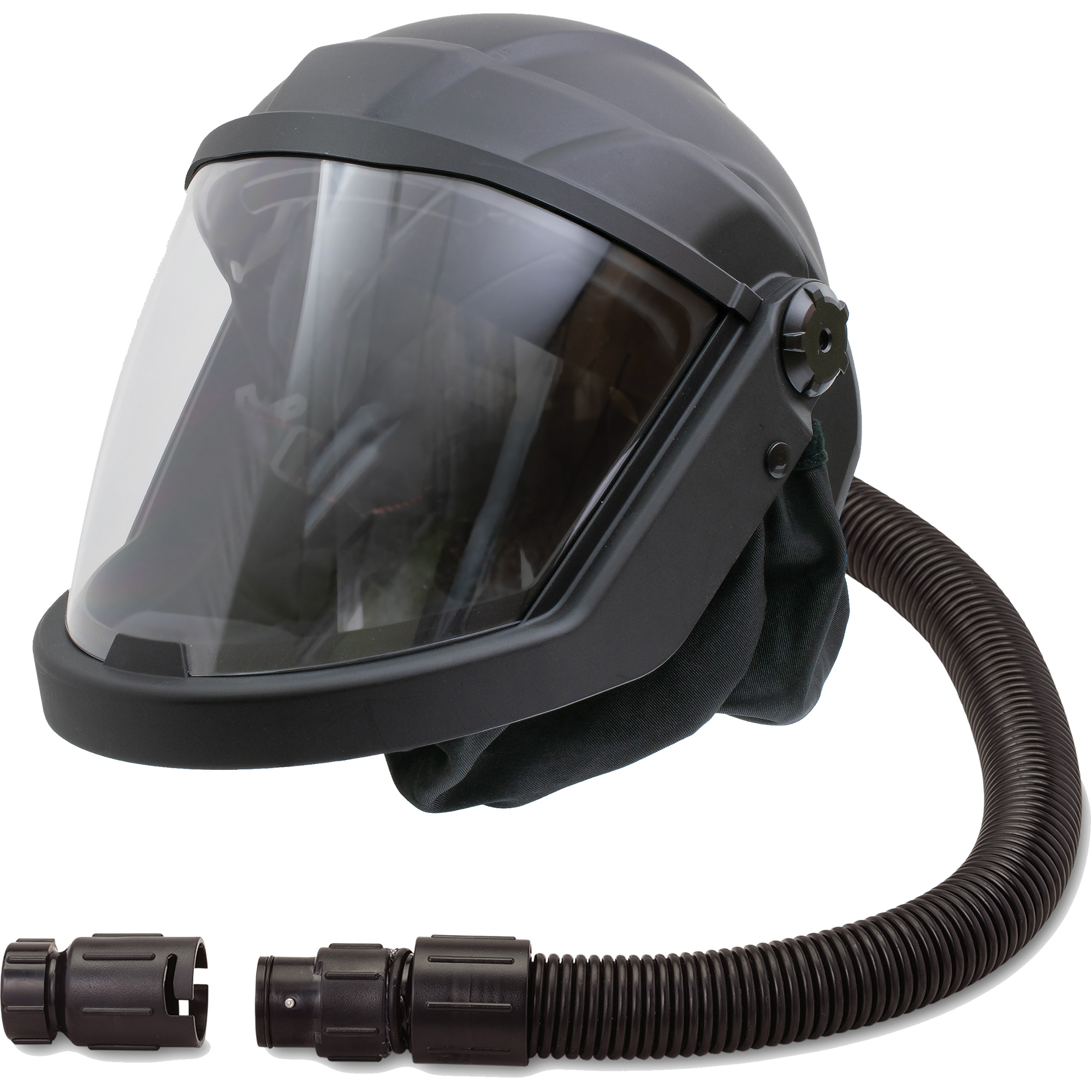 Masque respiratoire à adduction d'air et casque avec valve anti-refoulement DEFENDER, Universel, Pièce faciale