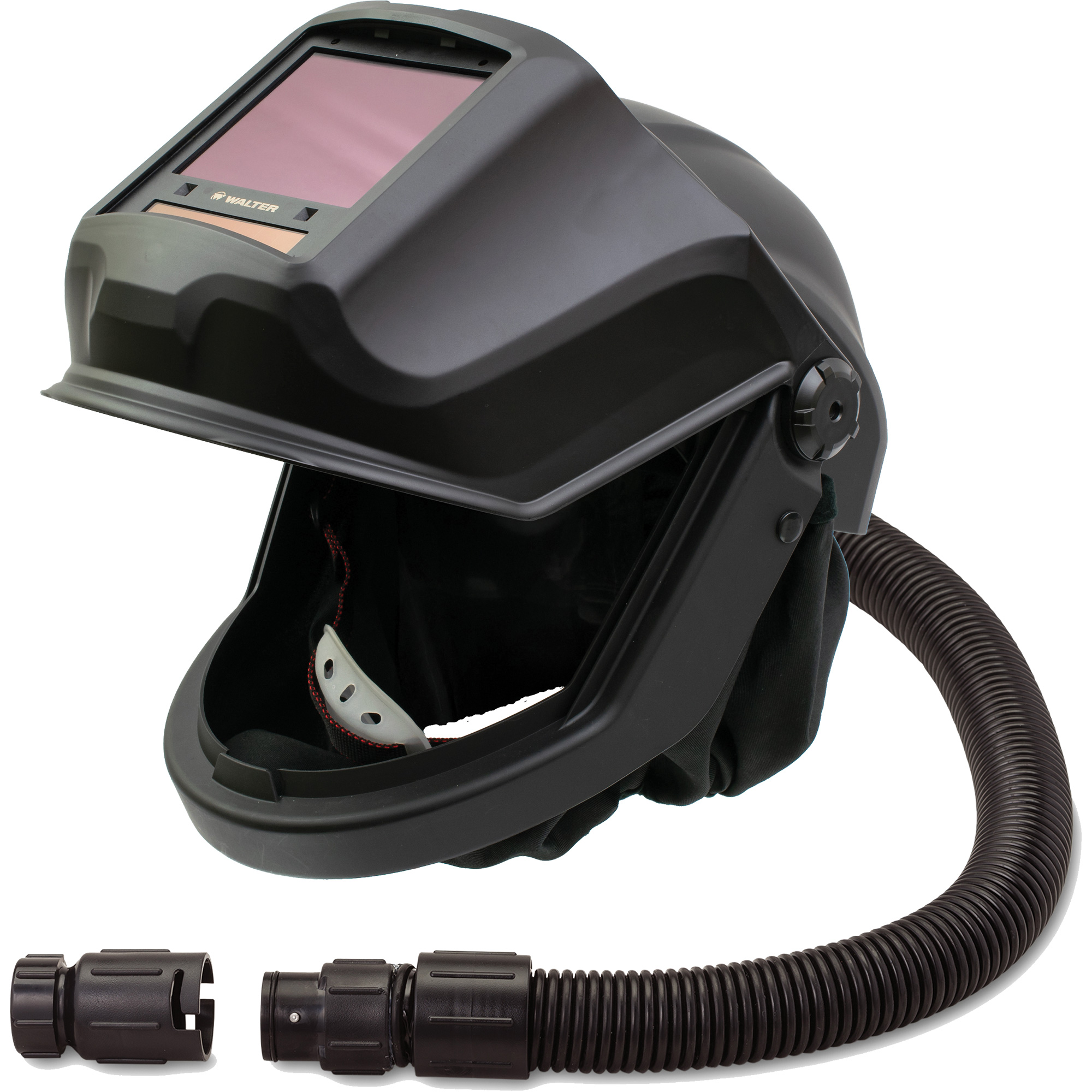 Masque respiratoire à adduction d'air et casque de soudage à visière relevable avec ADF et adaptateur de débit DEFENDER, Universel, Pièce faciale