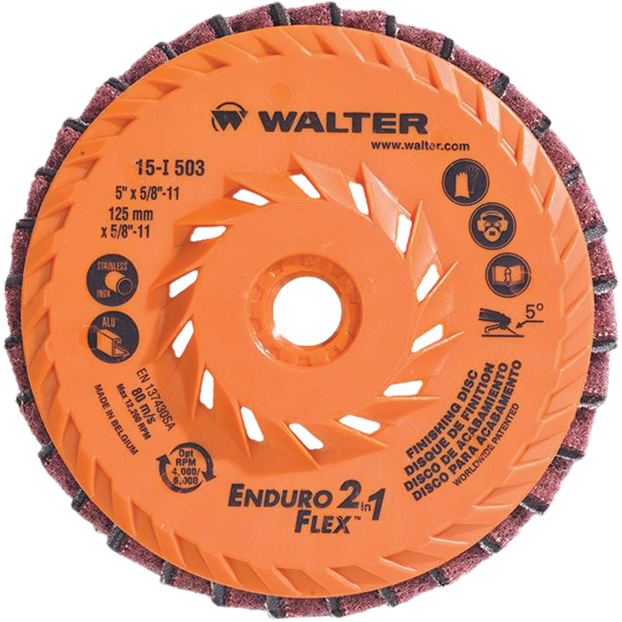 Meule à lamelles Enduro-Flex 2-in-1MC, 5" x 5/8"-11, Grain 80, Céramique