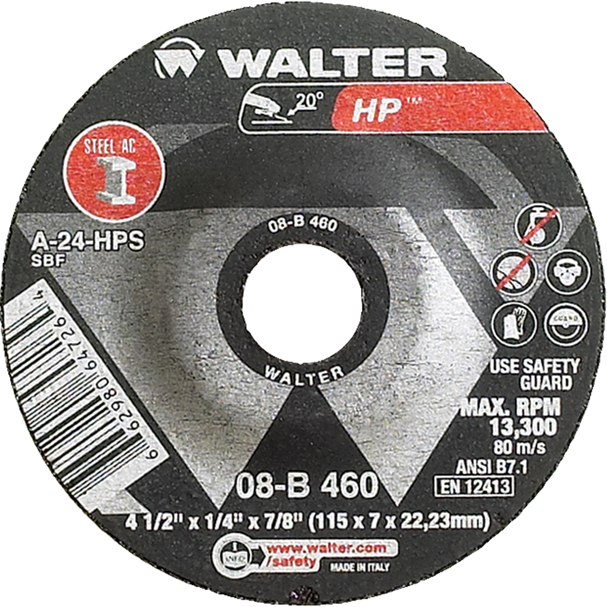 Meule à moyeu déporté HPMC, 4-1/2" x 1/4", Arbre 7/8", Type 27