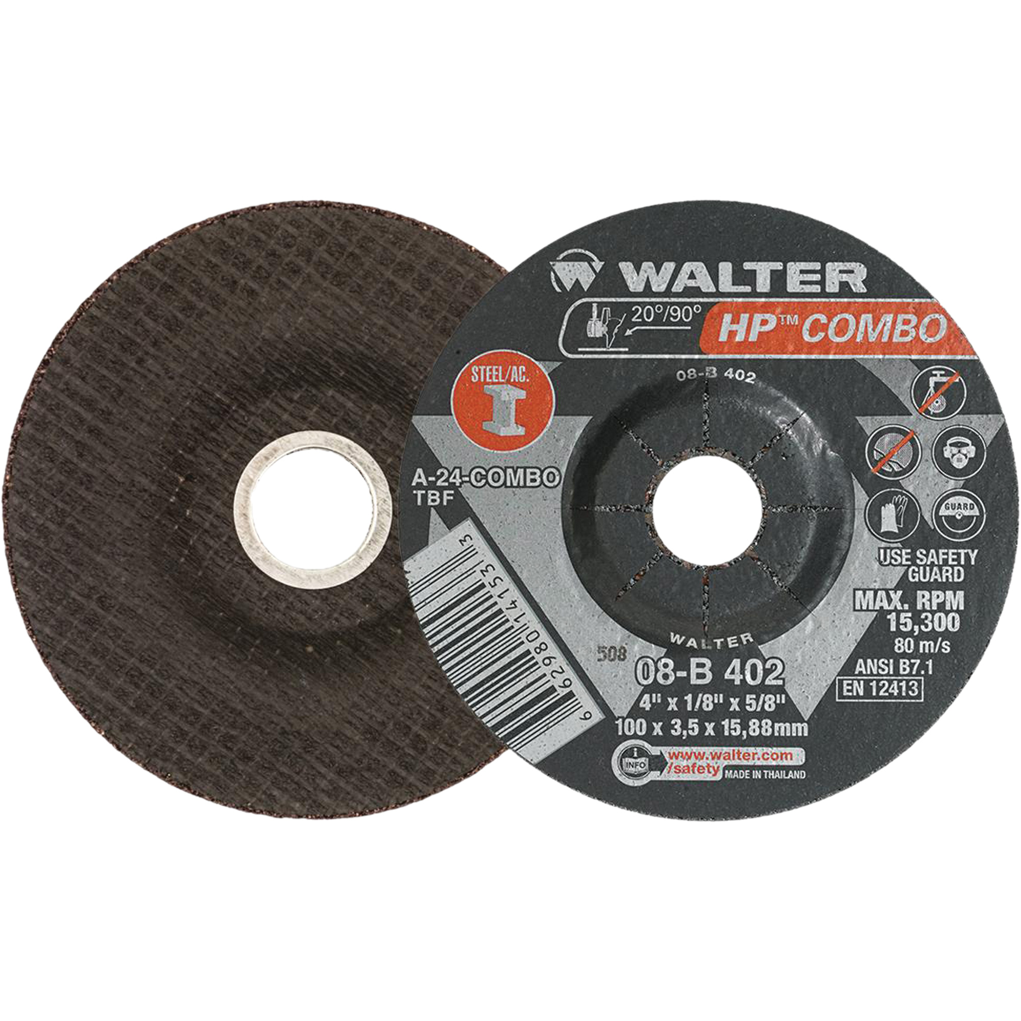 Meule combinée HP ComboMC à moyeu déporté, 4" x 1/8", Arbre de 5/8", Type 27