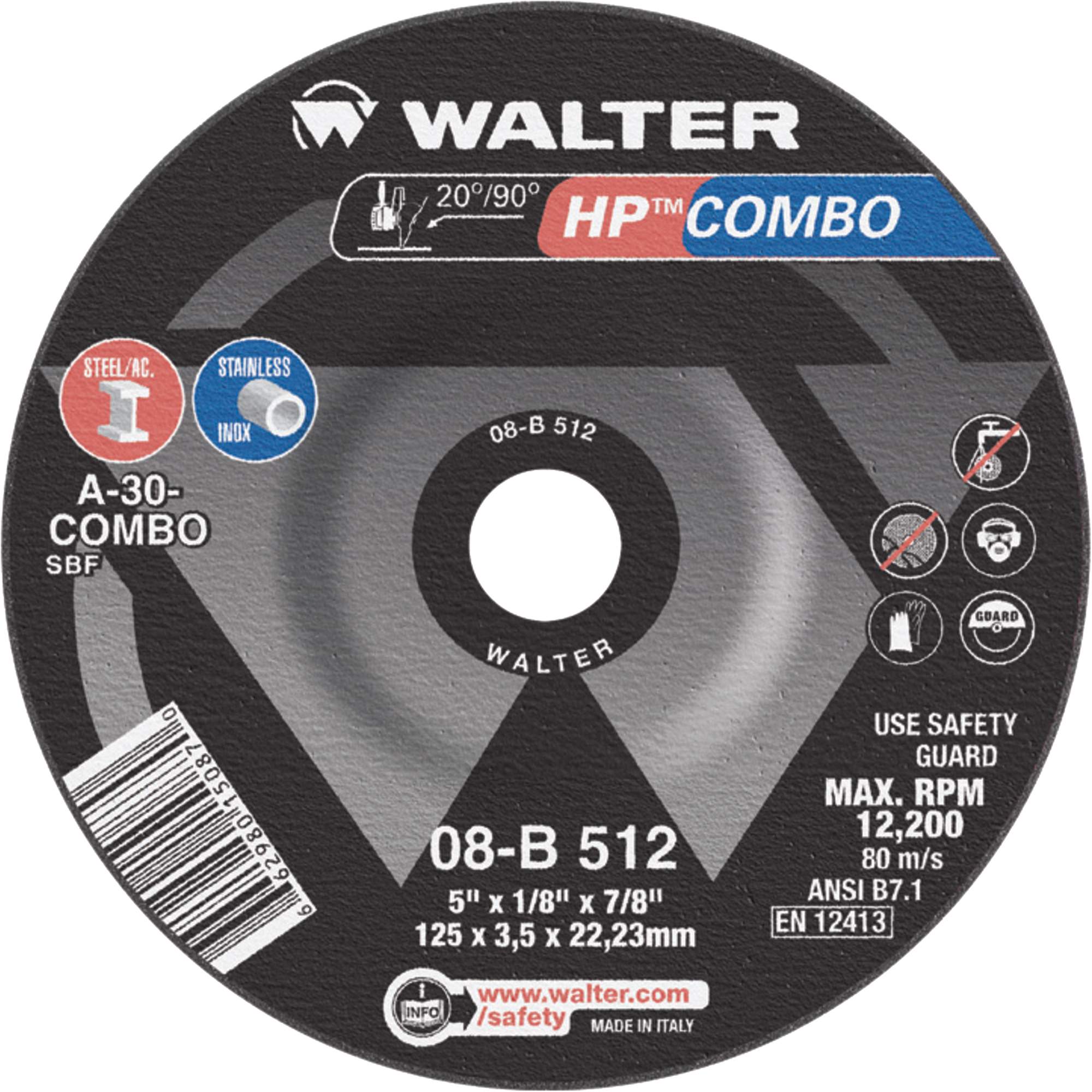 Meule combinée HP ComboMC à moyeu déporté, 5" x 1/8", Arbre de 7/8", Type 27