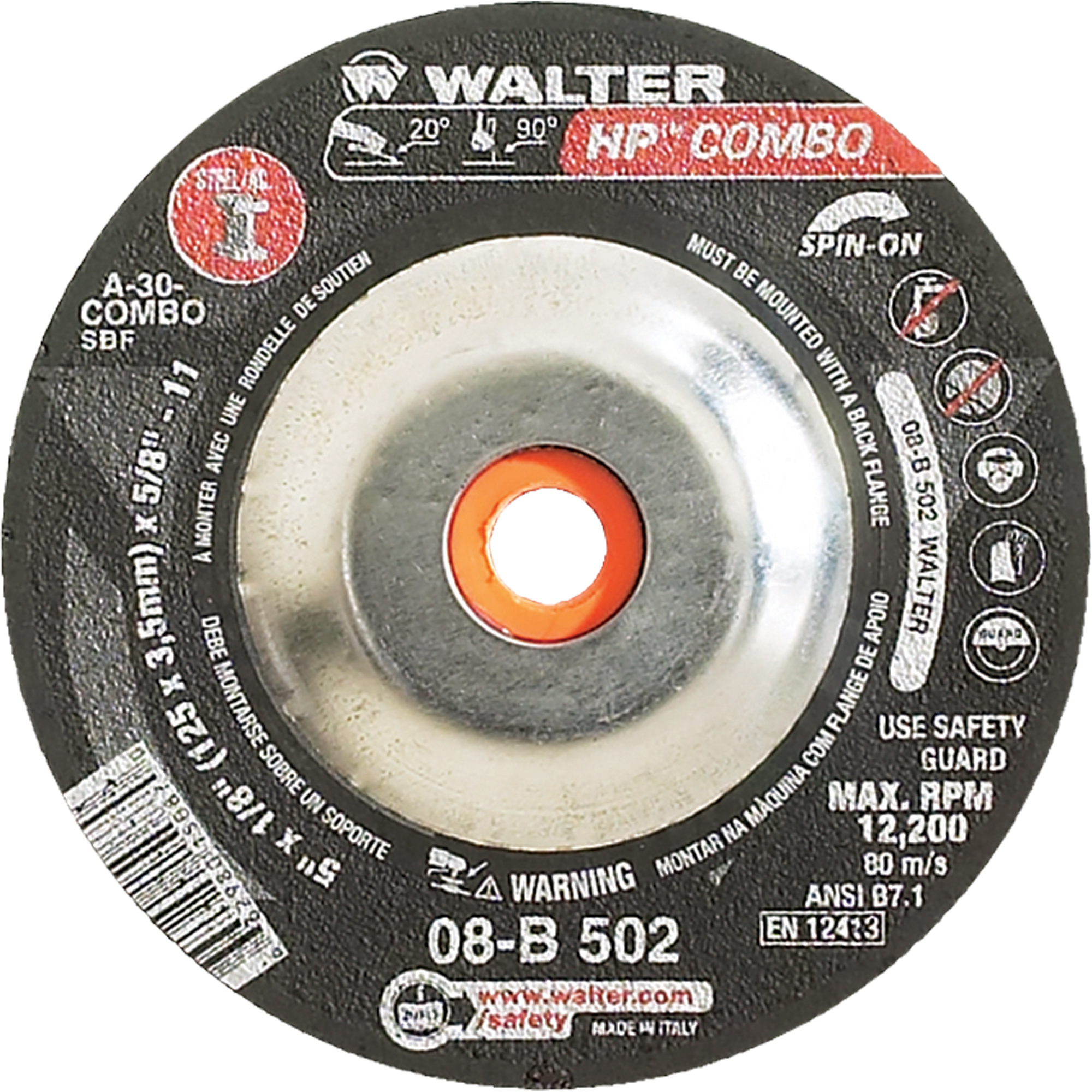 Meule combinée HP ComboMC vissable, 5" x 1/8", Arbre de 5/8"-11, Type 27S