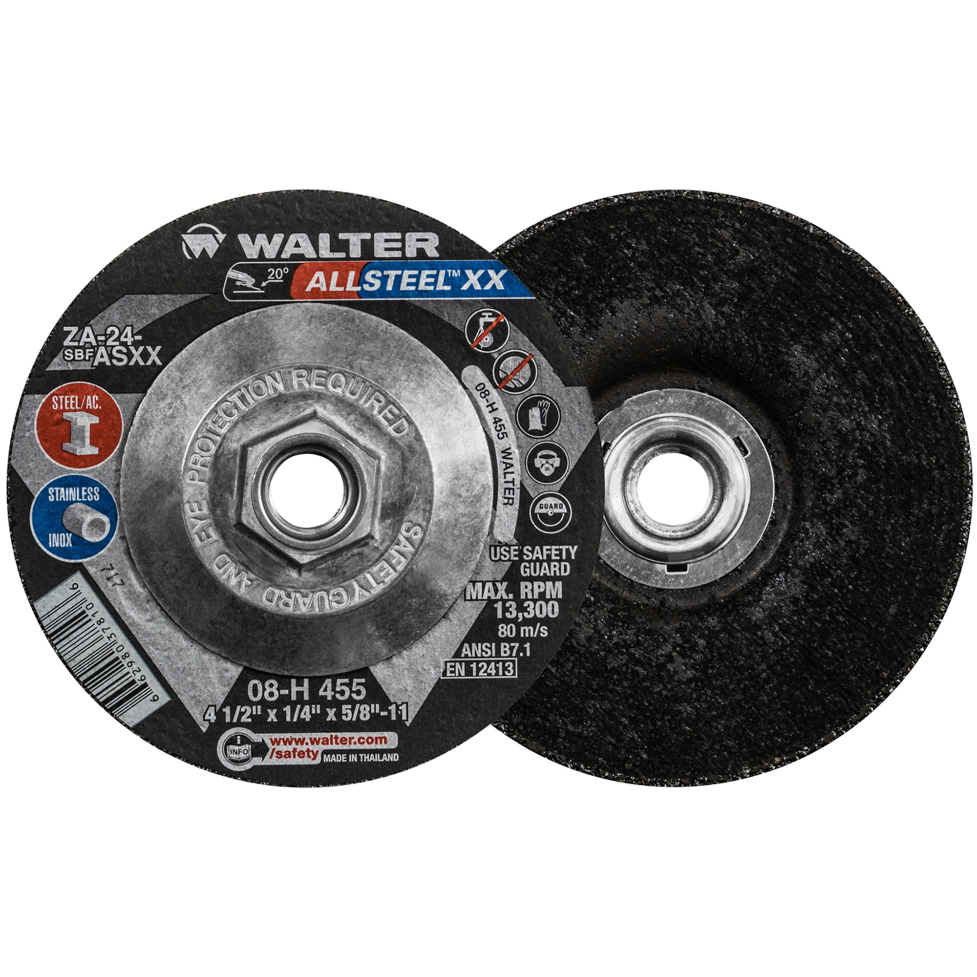Meule HP XXMC, 4-1/2" x 1/4", Arbre 5/8"-11, Oxyde d'aluminium, Type 27