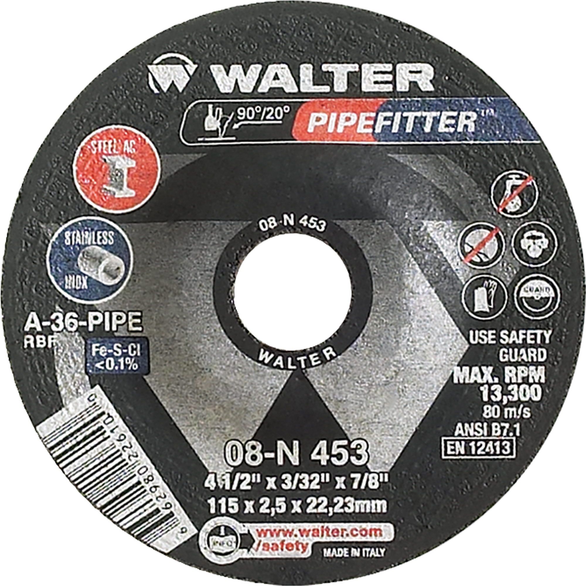 Meule PIPEFITTERMC, 4-1/2" x 3/32", Arbre 7/8", Type 27