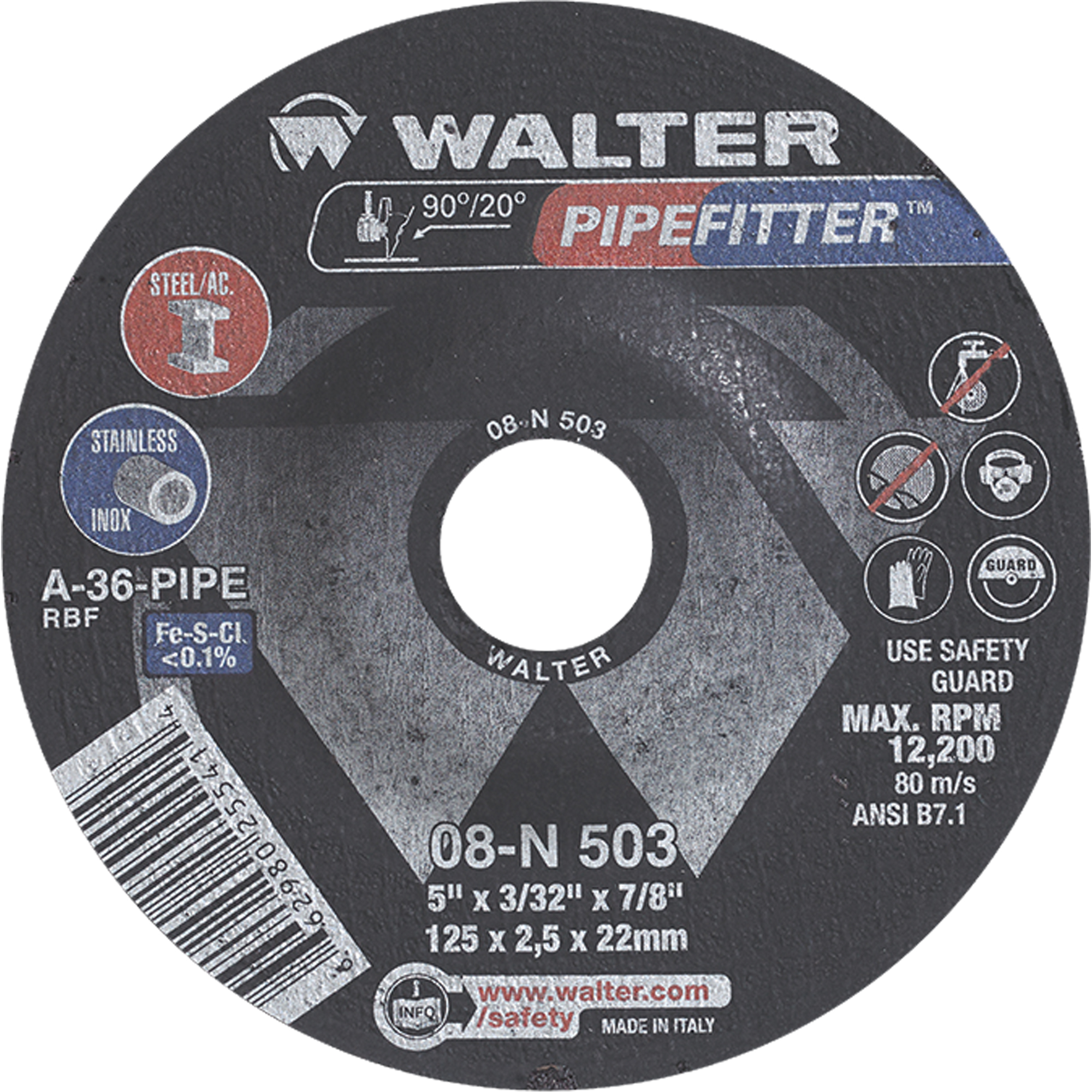 Meule PIPEFITTERMC, 5" x 3/32", Arbre 7/8", Type 27