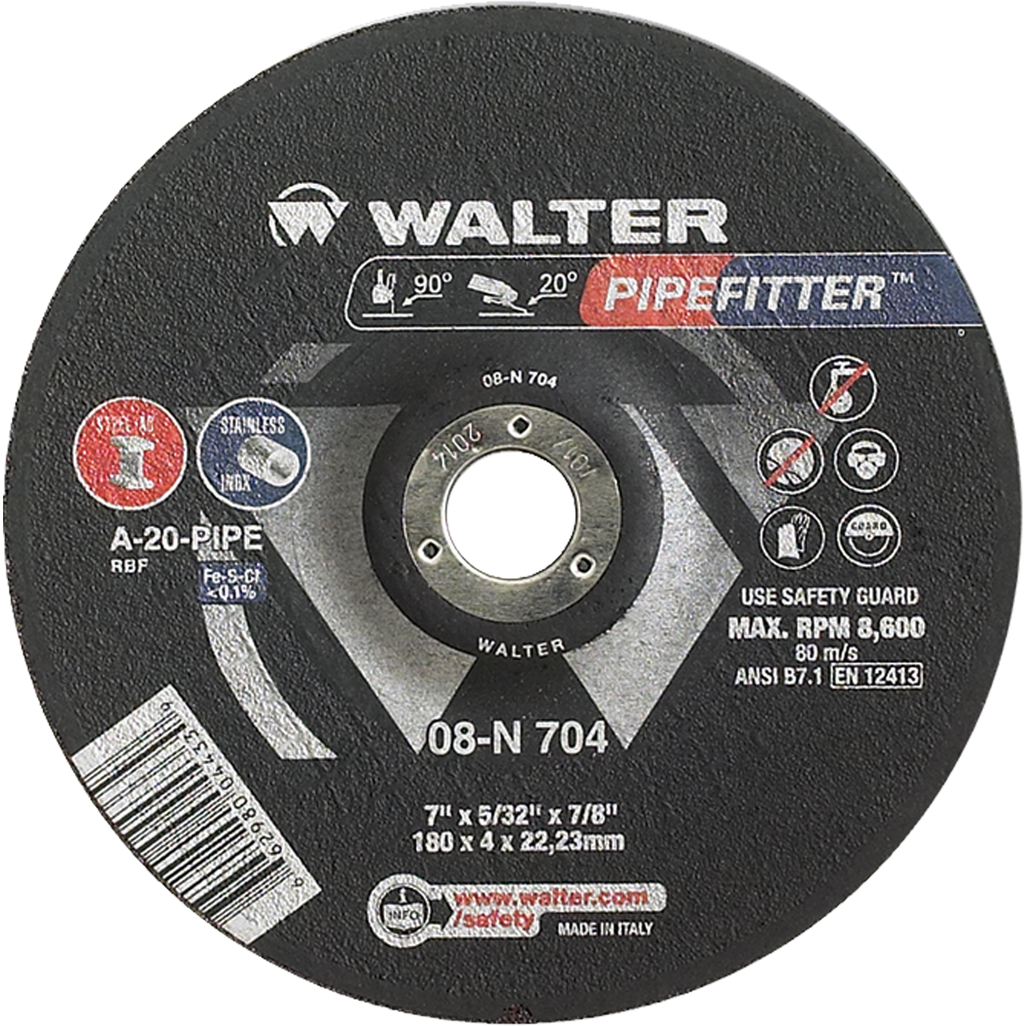Meule PIPEFITTERMC, 7" x 5/32", Arbre 7/8", Type 27