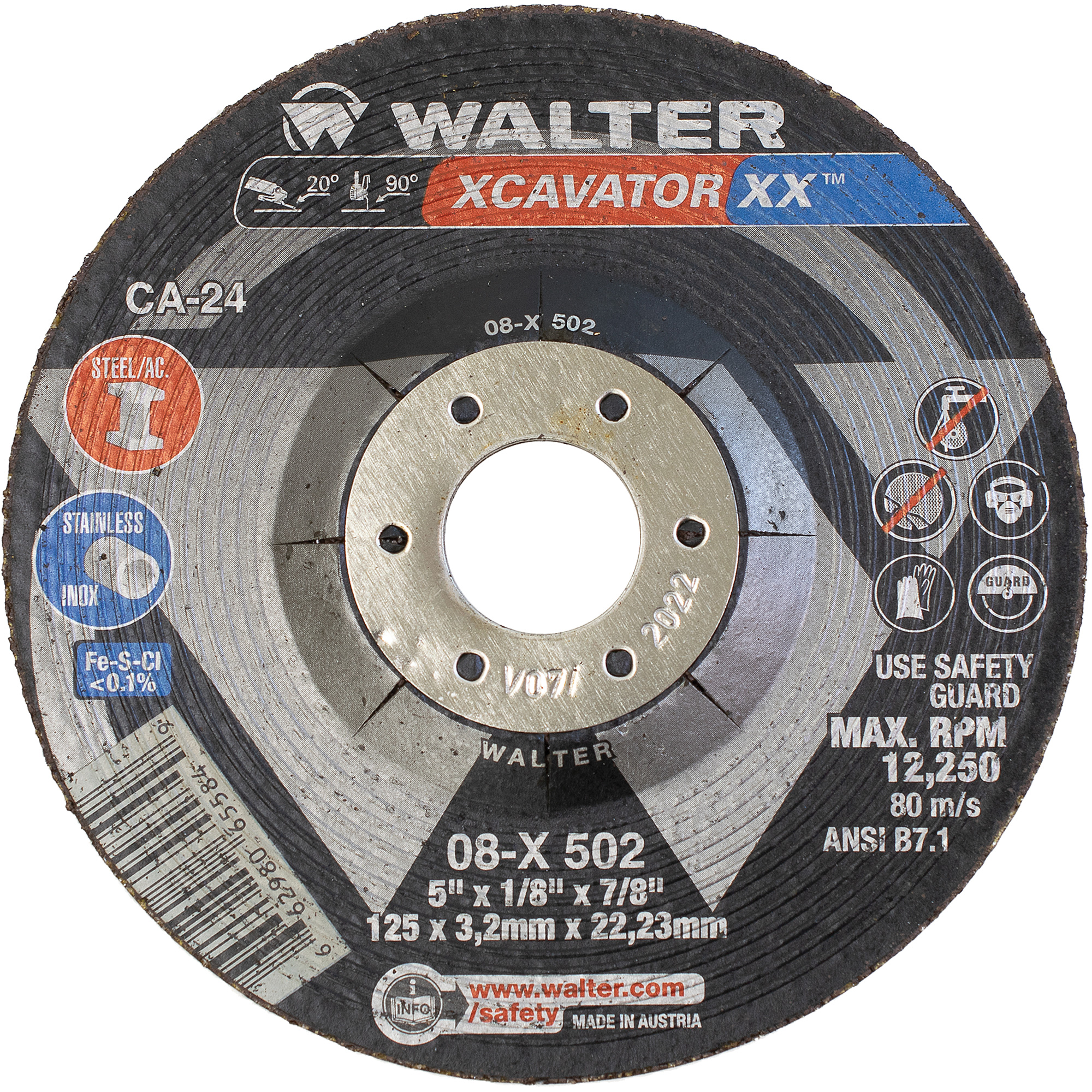 Meule Xcavator XXMC, 5" x 1/8", Arbre 7/8", Céramique, Type 27