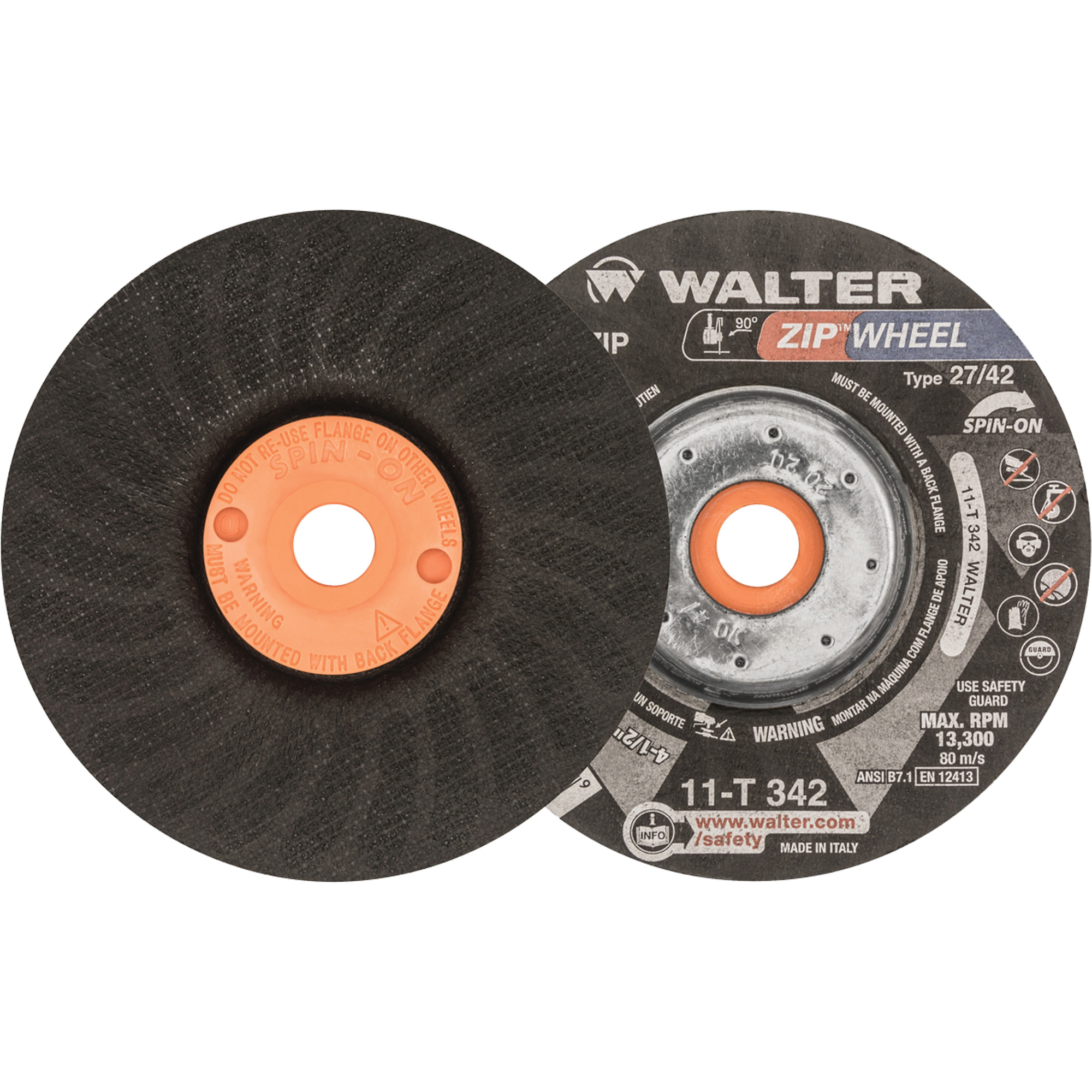Meules à tronçonner renforcées ZipcutMC vissables pour scies circulaires, 4-1/2" x 7/8", Arbre de 5/8"-11, Type 27, Oxyde d'aluminium, 13 300 Tr/min