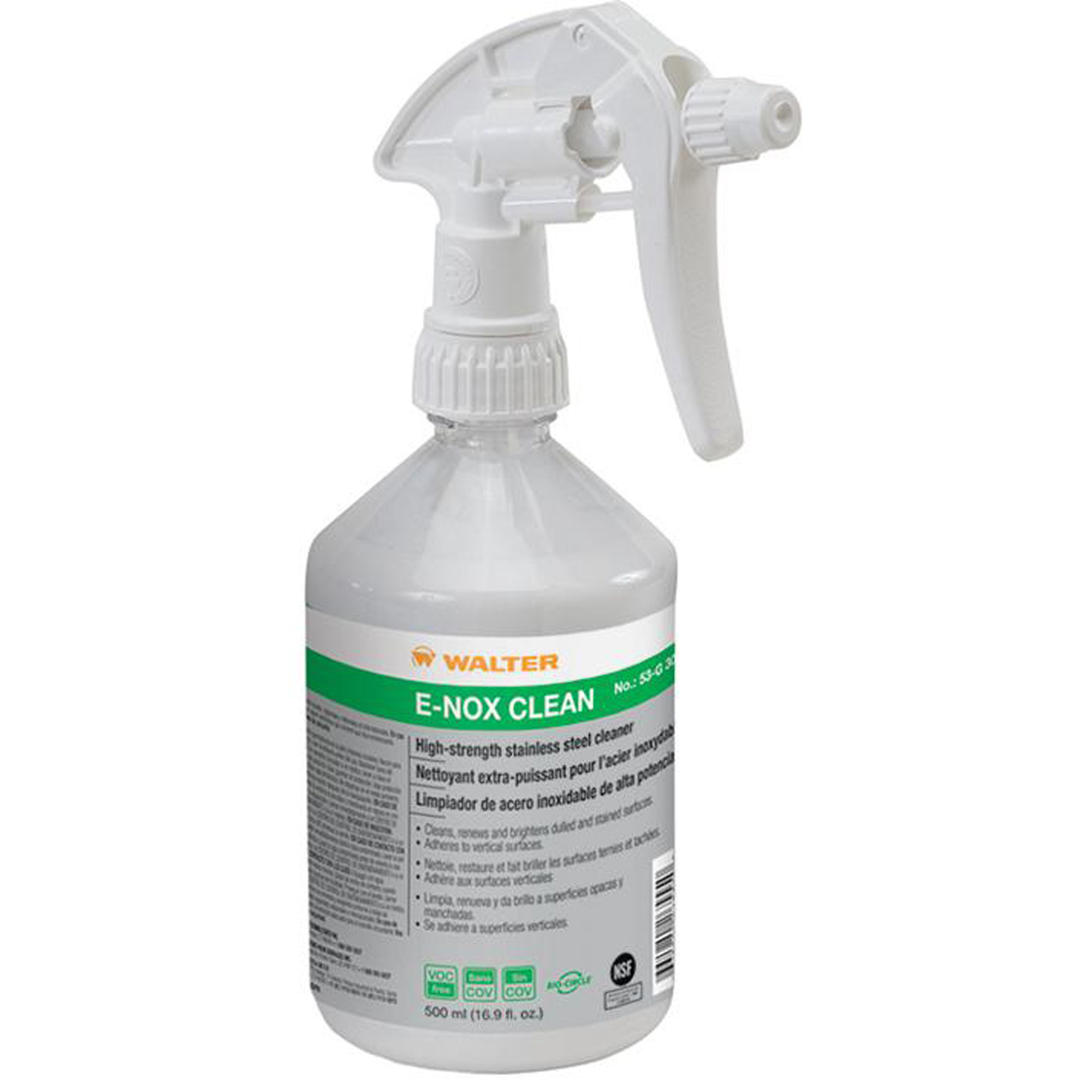 Nettoyant de surface en acier inoxydable E-Nox CleanMC, 500 ml, Bouteille à gâchette