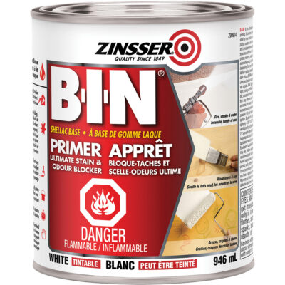 Apprêt-scellant à base de gomme-laque B-I-NMD, 914 ml, Canette, Blanc teintable