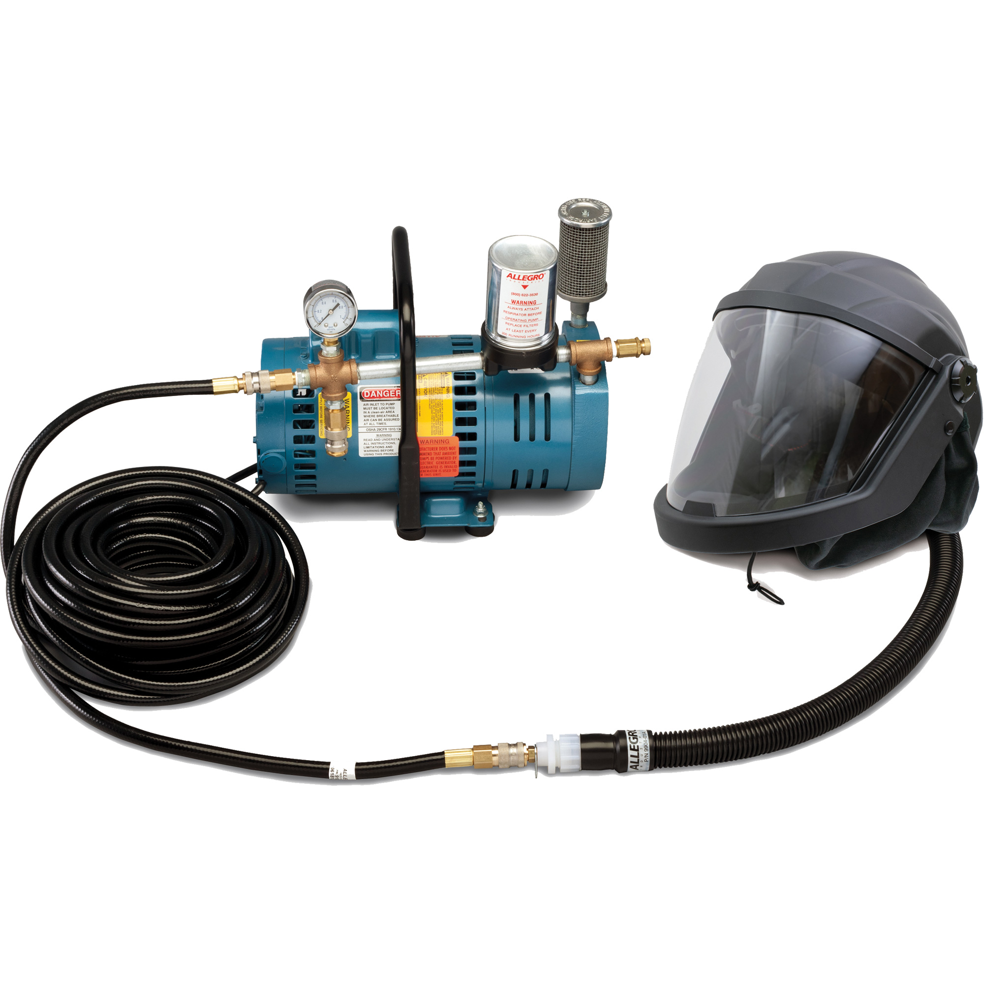 Système de casque et de protection respiratoire à adduction d'air DEFENDER pour 1 travailleur