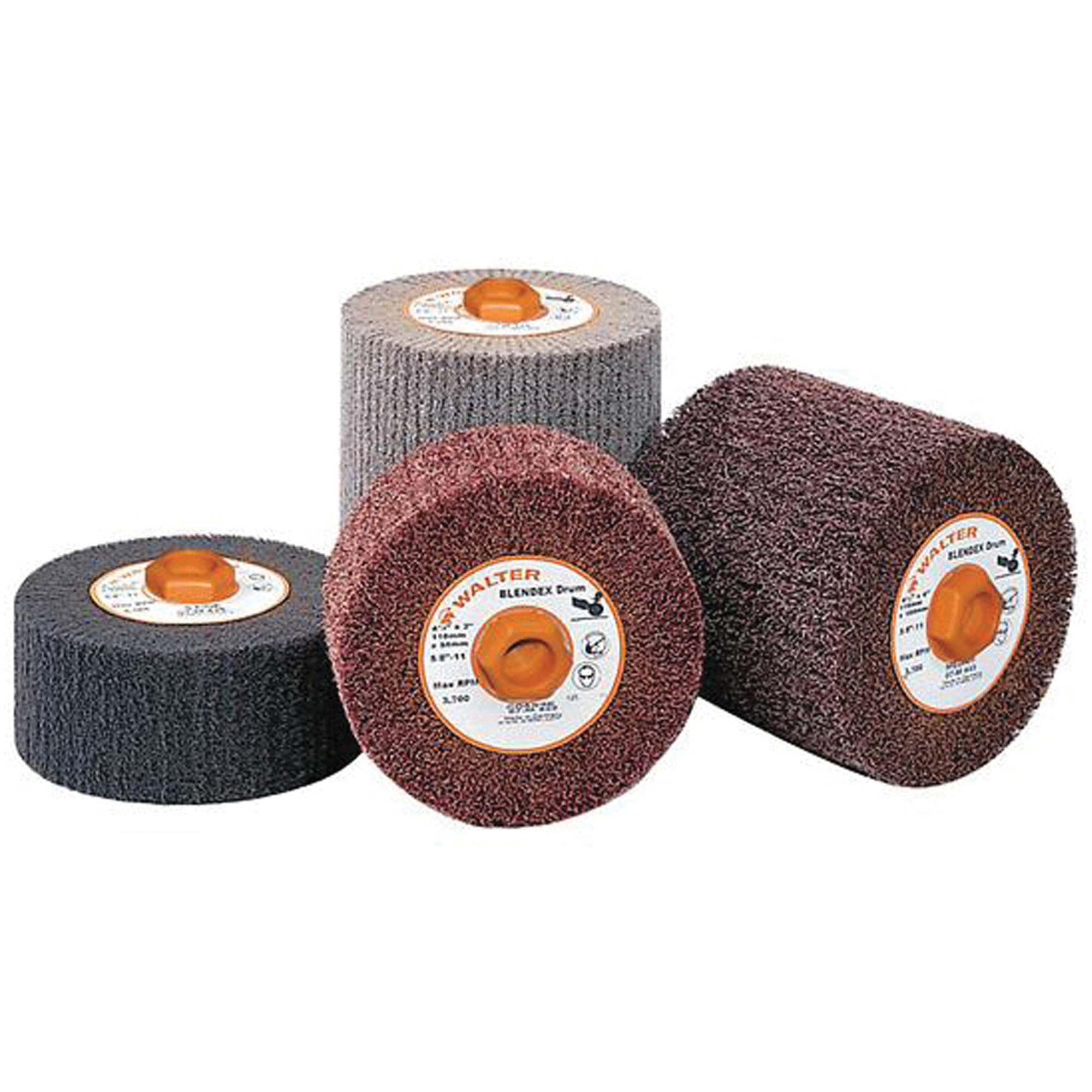 Tambour de conditionnement de surface BlendexMC, 4-1/2" dia. x 2" la, 5/8"-11 Arbre, Grain Corsé
