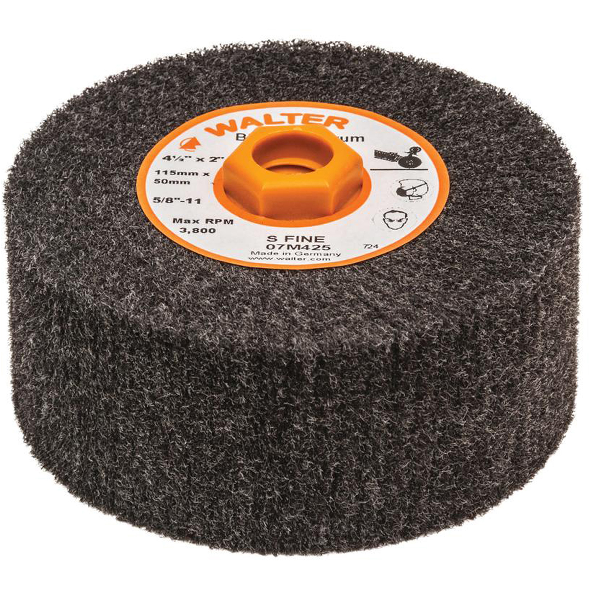 Tambour de conditionnement de surface BlendexMC, 4-1/2" dia. x 2" la, 5/8"-11 Arbre, Grain Super fin