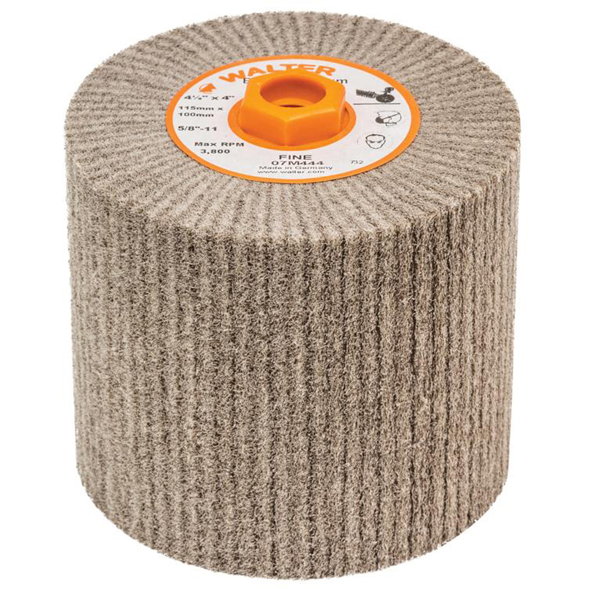 Tambour de conditionnement de surface BlendexMC, 4-1/2" dia. x 4" la, 5/8"-11 Arbre, Grain Fin