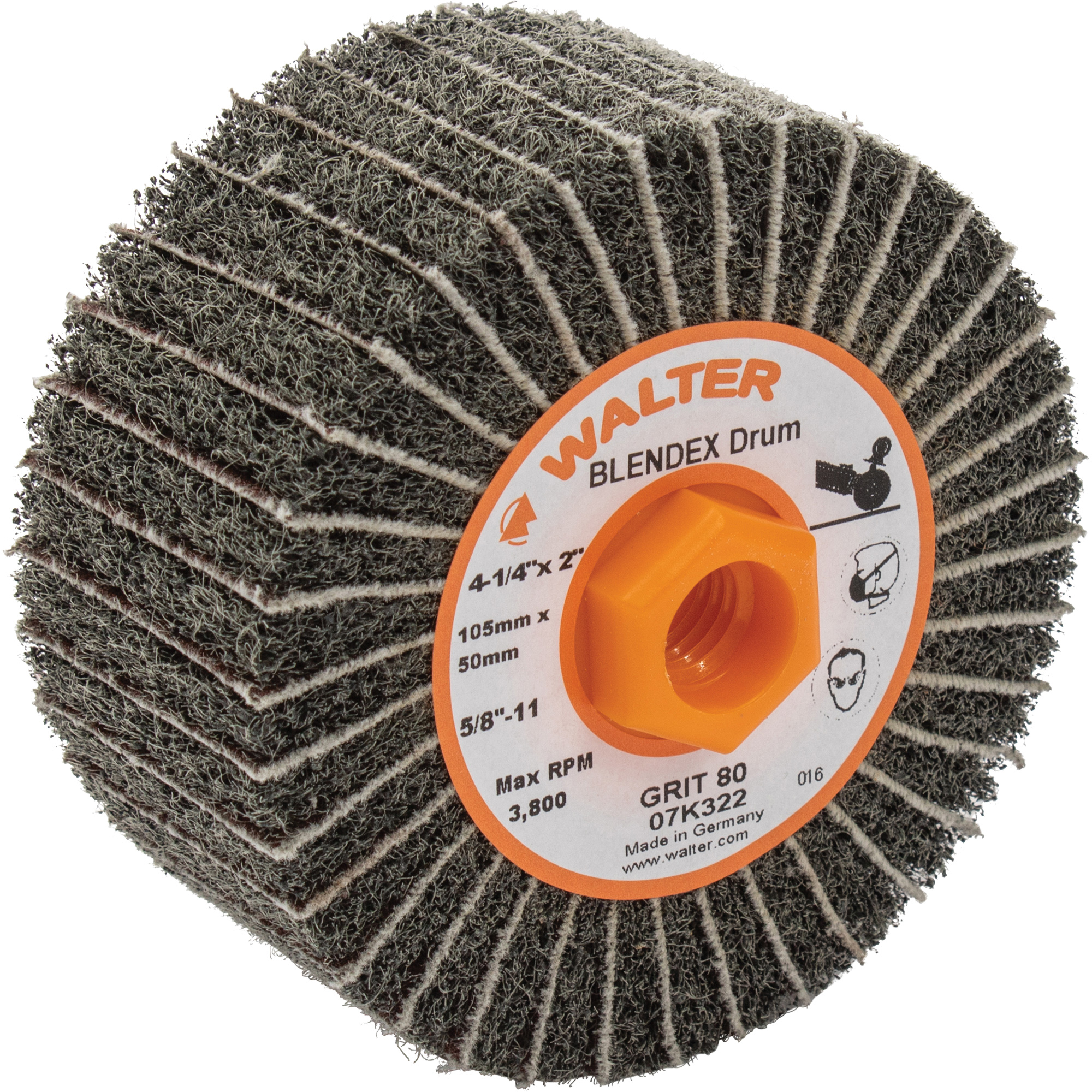 Tambours de finition Two-In-OneMC, 4-1/4" dia. x 2" la, 5/8"-11 Arbre, Grain 80