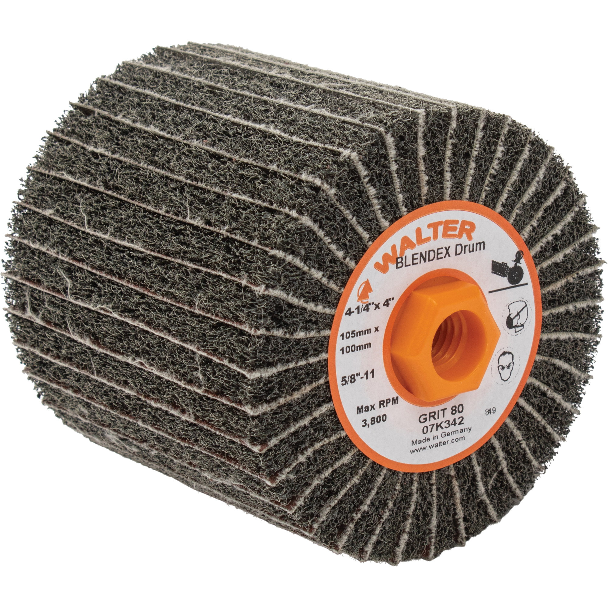 Tambours de finition Two-In-OneMC, 4-1/4" dia. x 4" la, 5/8"-11 Arbre, Grain 80