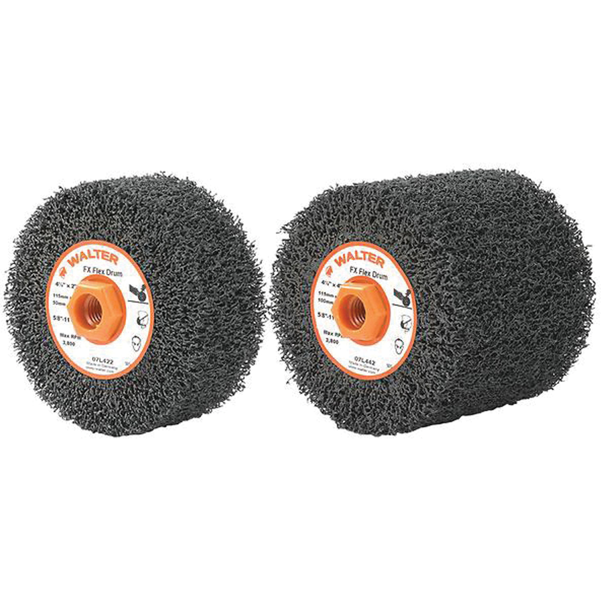 Tambours FXMC Flex, 4-1/4" dia. x 2" la, 5/8"-11 Arbre, Grain Flex, gros