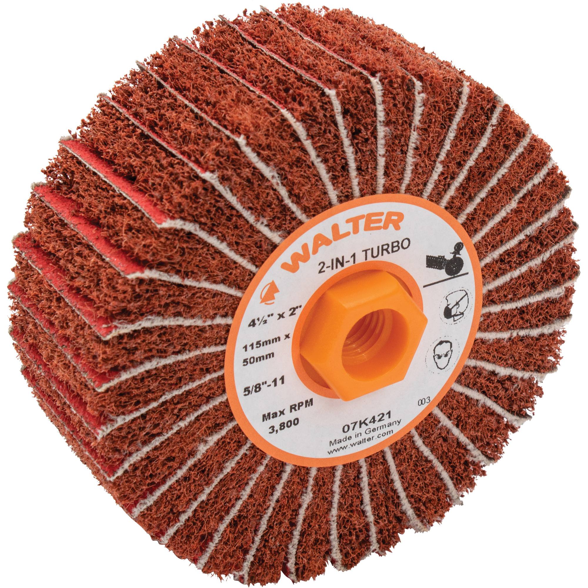 Tambours turbo Two-In-OneMC, 4-1/2" dia. x 2" la, 5/8"-11 Arbre, Grain 60