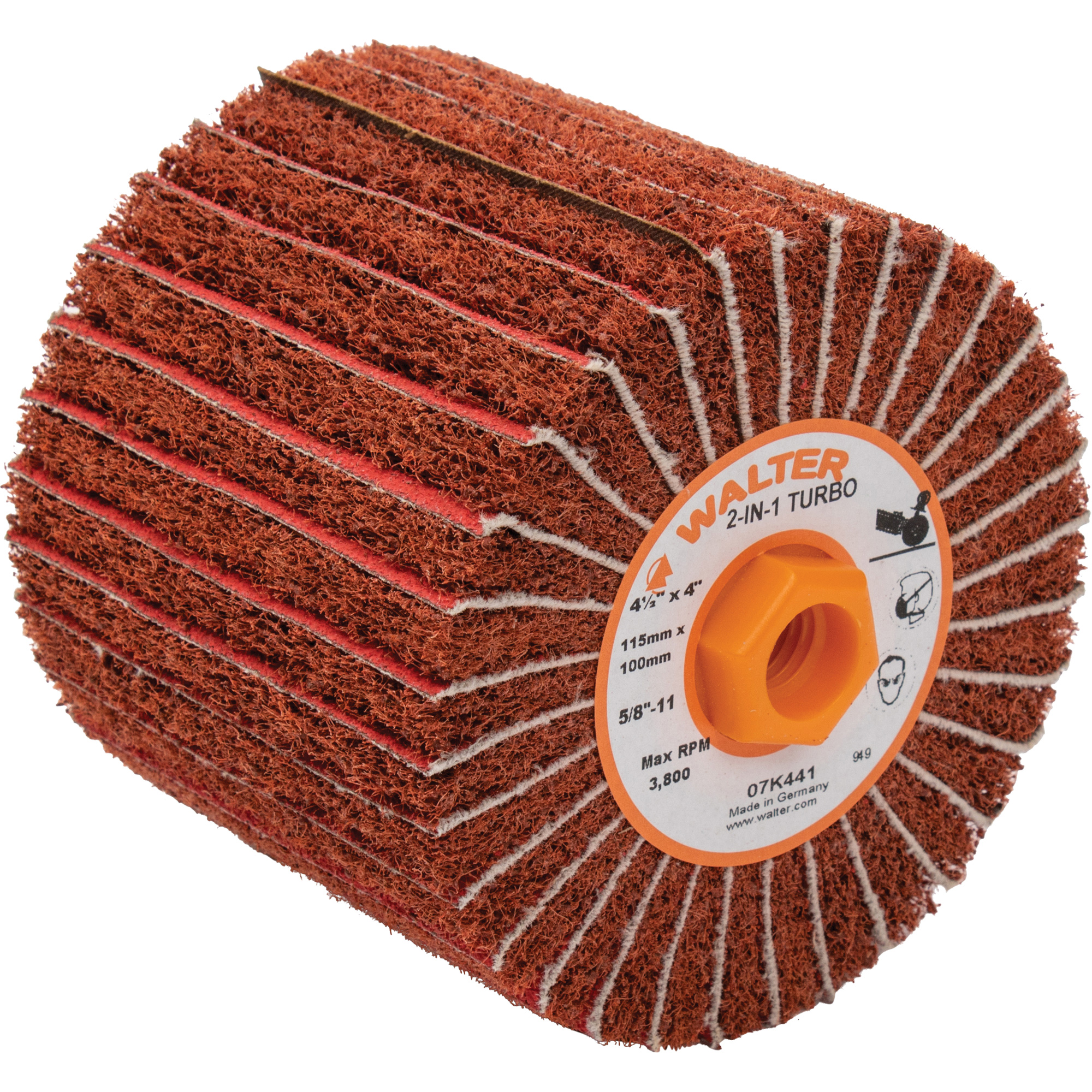 Tambours turbo Two-In-OneMC, 4-1/2" dia. x 4" la, 5/8"-11 Arbre, Grain 60