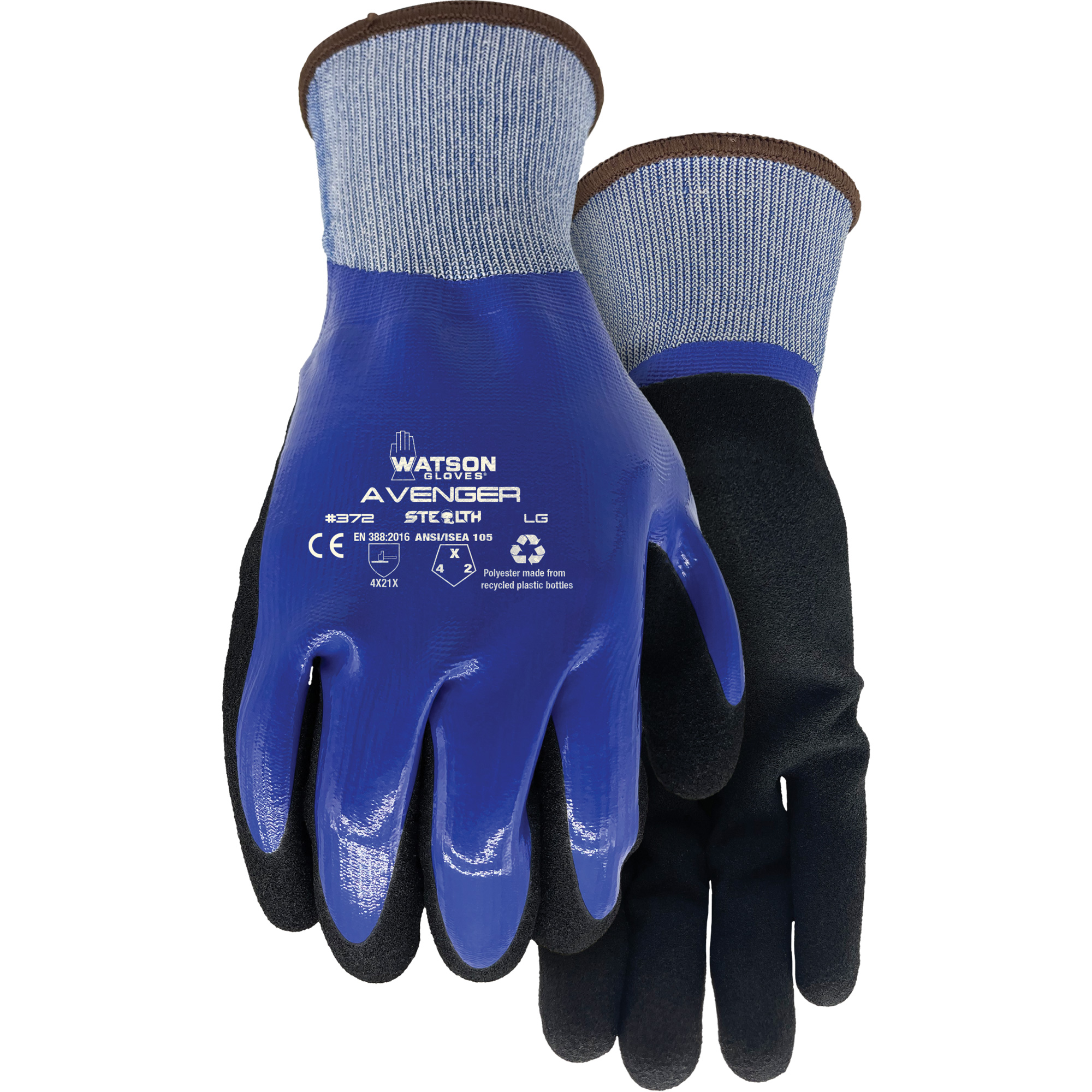 Gants 372 Stealth Avenger, 2T-Grand, Rêvetement Nitrile, Calibre 15, Enveloppe en rPET