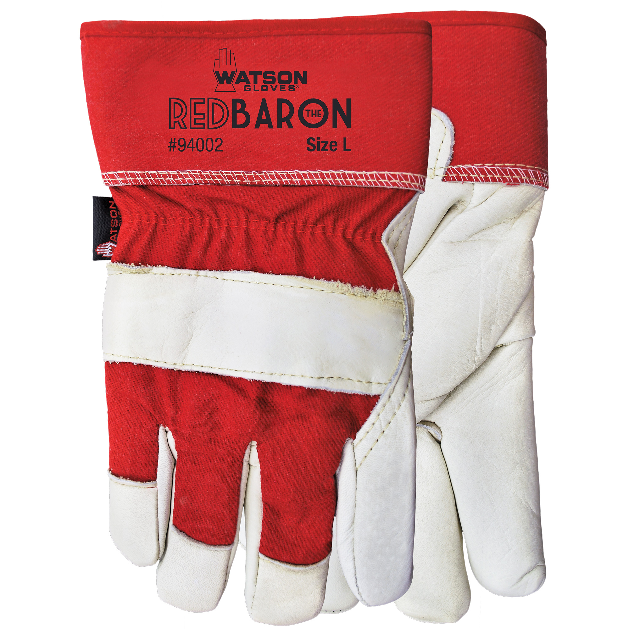 Gants d'ajusteur Red Baron, 2T-Grand, Paume en Cuir fleur de vache, Doublure en Tissu-laine