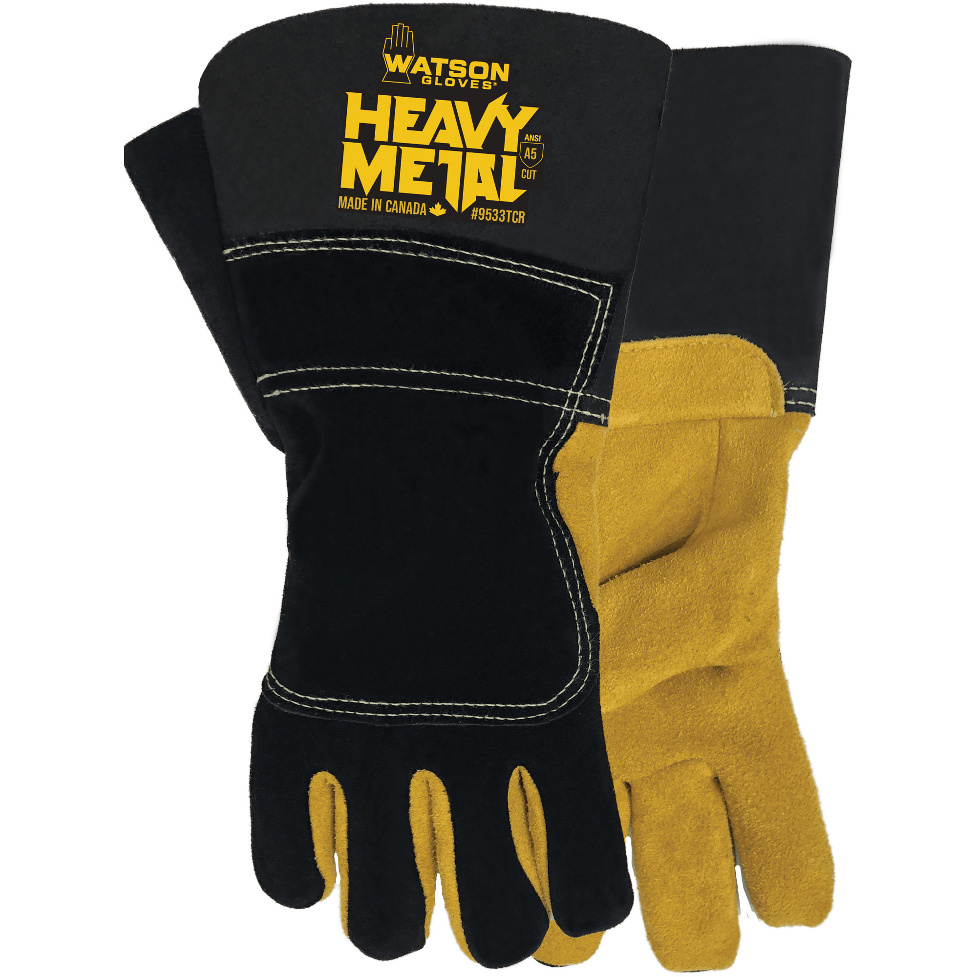 Gants de soudage d'hiver Black Velvet Heavy Metal, Taille 2T-Grand, Enveloppe en Cuir d'élan refendu, ASTM ANSI niveau A5