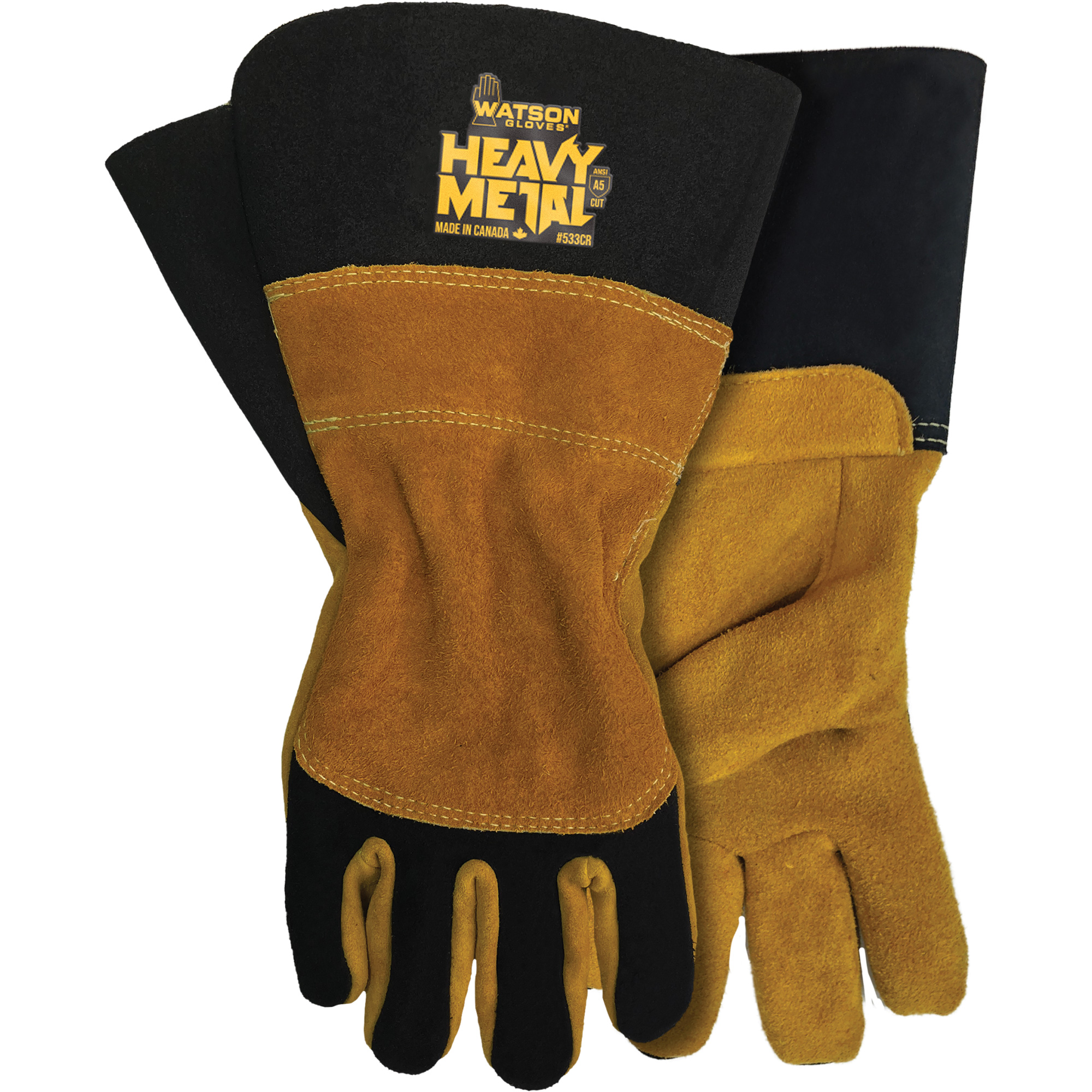 Gants de soudage MIG/à l’électrode enrobée Black Velvet, Cuir fleur de d'élan, Taille 2T-Grand