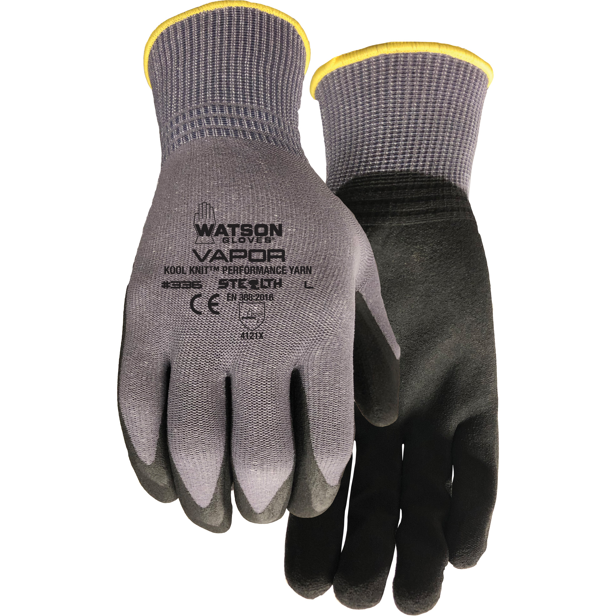 Gants enduits Stealth Vapour, 2T-Grand, Rêvetement Mousse de PVC, Calibre 15, Enveloppe en Nylon