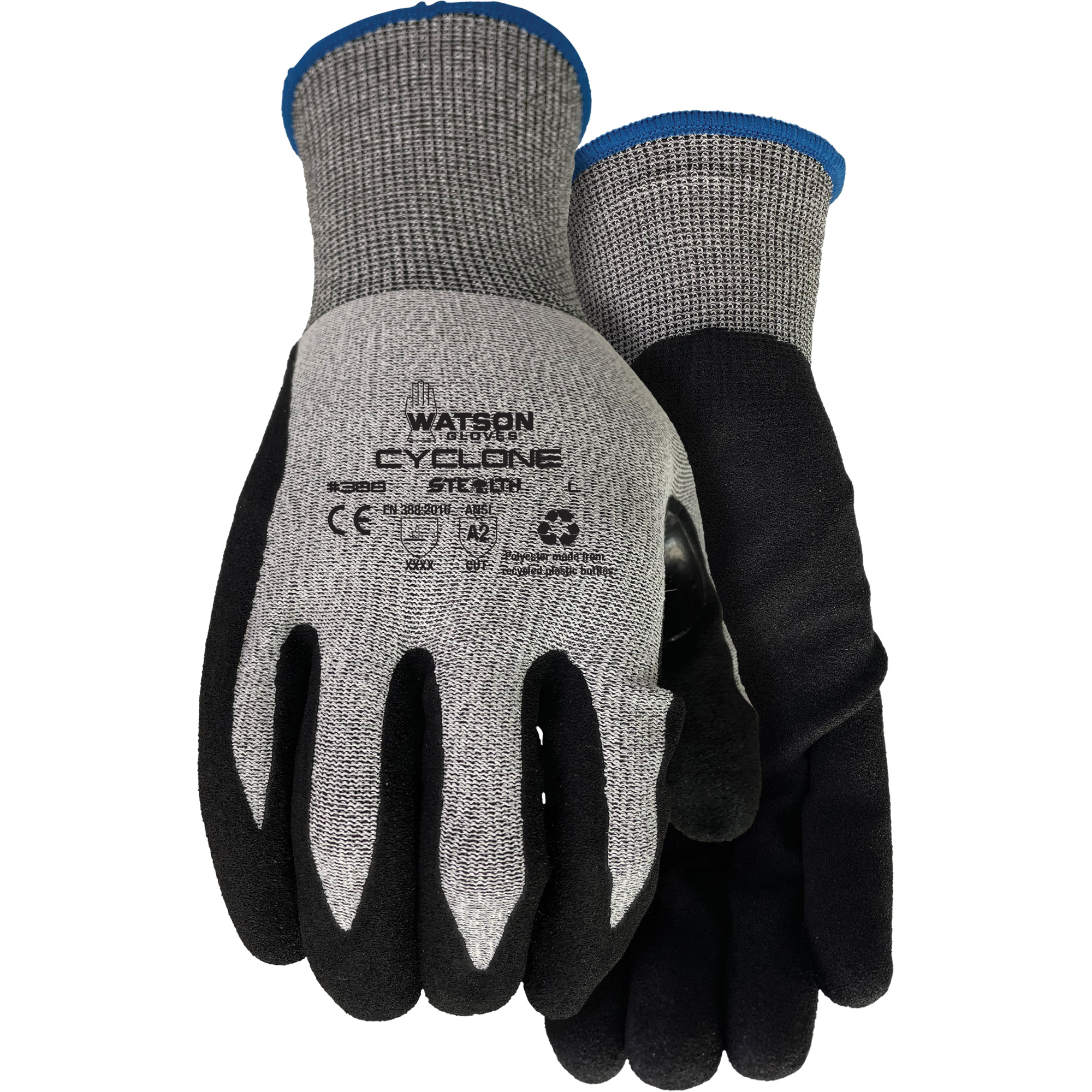 Gants résistant à la coupe 388 Stealth Cyclone, Taille Moyen, Calibre 18, Revêtement Nitrile, Enveloppe en PEHP/Polyester, ASTM ANSI niveau A2/EN 388 niveau 3