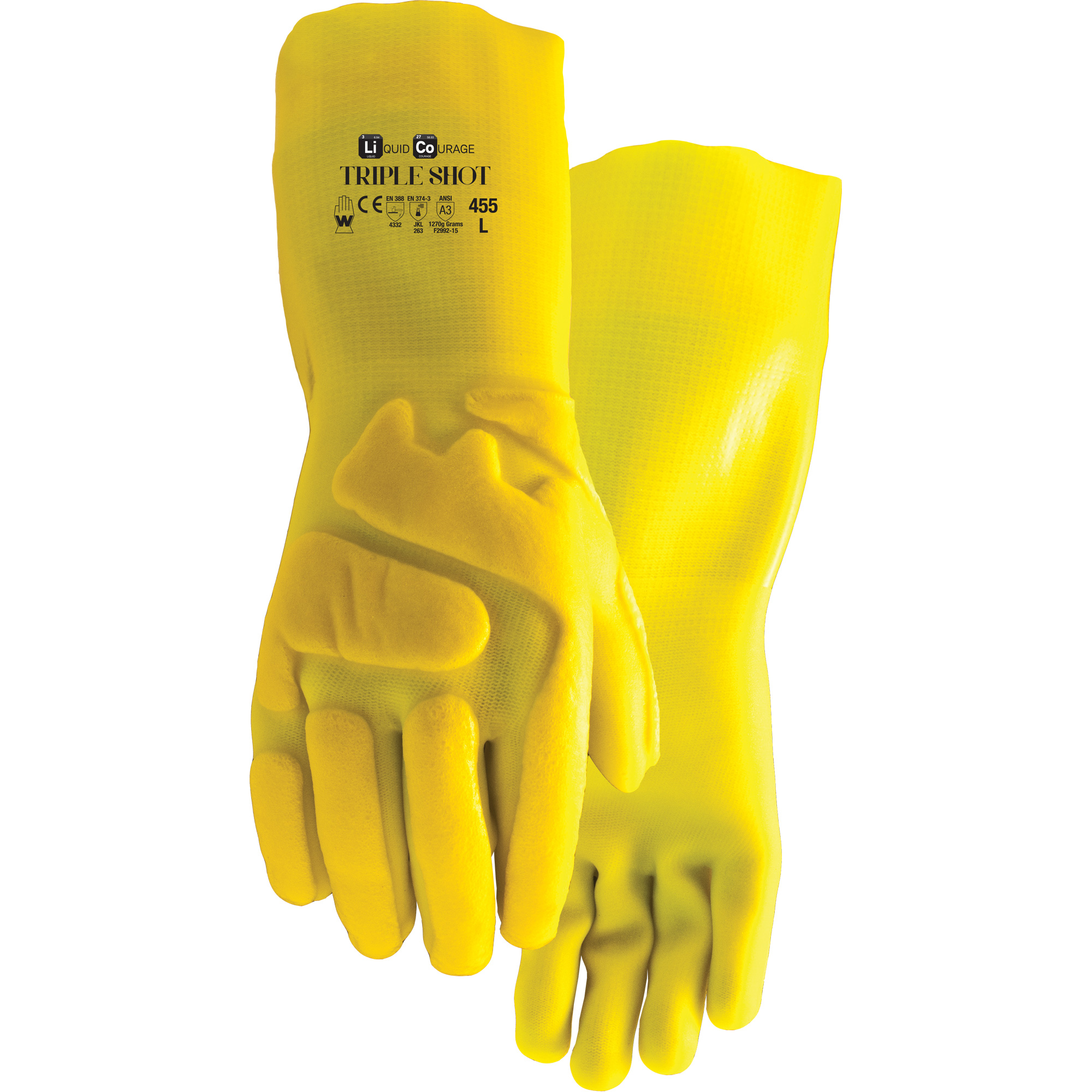 Gants résistant à la coupe 455 Triple Shot, Taille 2T-Grand, PVC, Doublure en Nylon