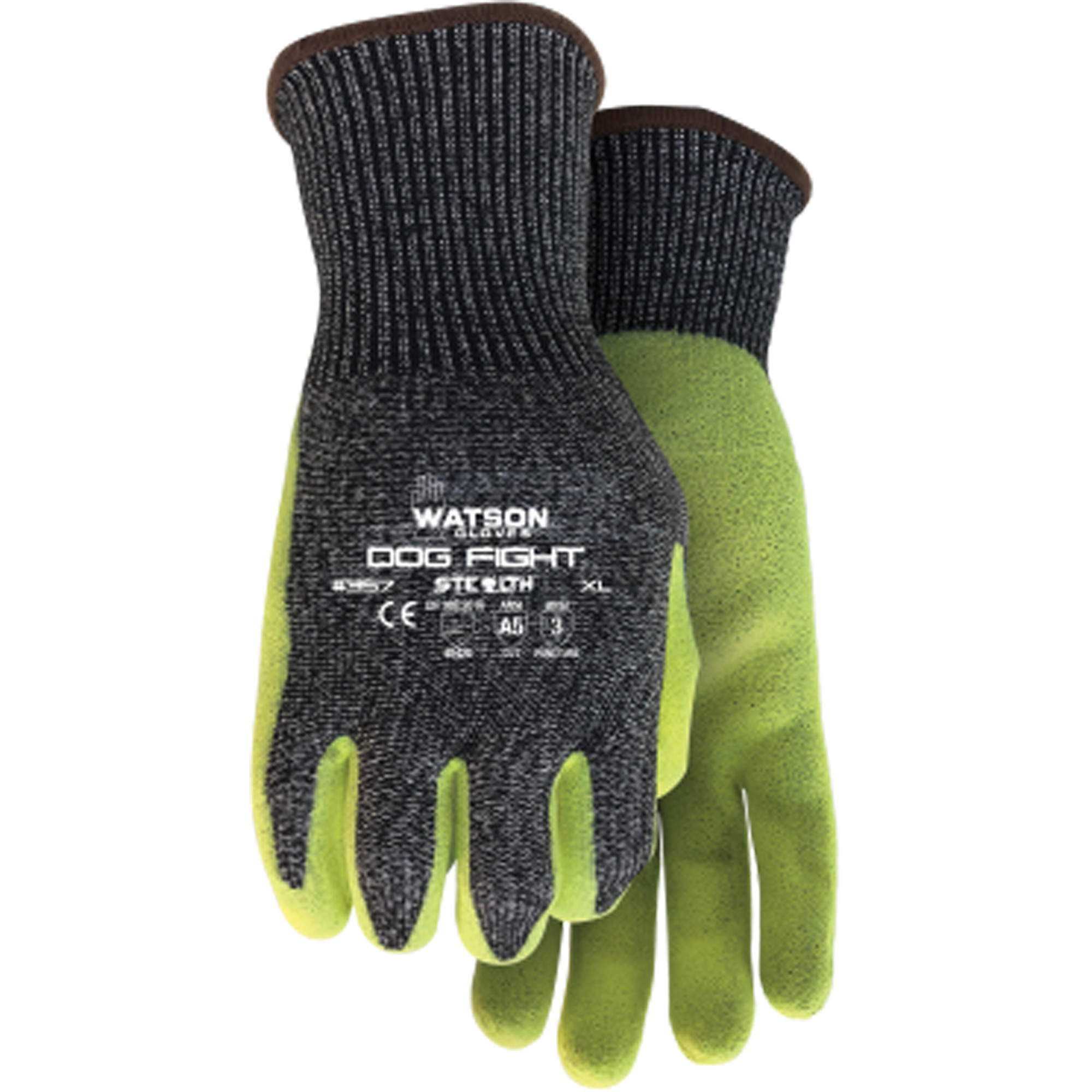 Gants résistant à la coupe Stealth Dog Fight, Taille Grand, Revêtement Nitrile, Enveloppe en Fibre de verre/PEHP/Nylon/Acier inoxydable, ASTM ANSI niveau A5