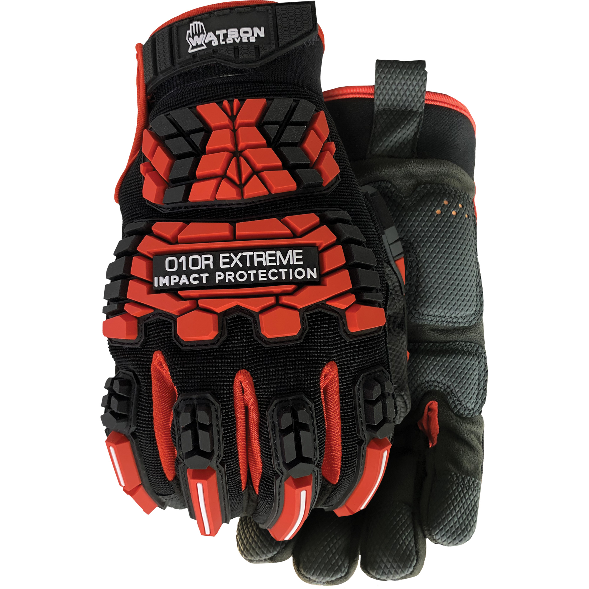 Gants résistants aux chocs rouges Extreme 010R, T-Grand, Paume en Microfibre, Poignet Boucle et crochet