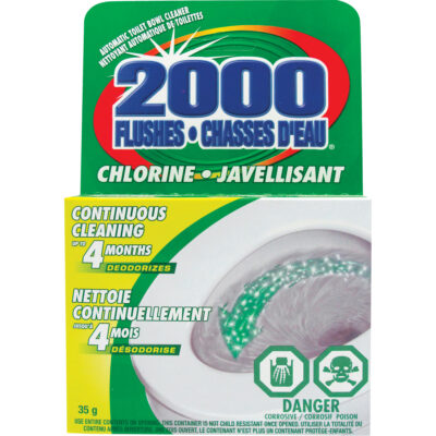 Détergent pour cuvette de toilette 2000 FlushesMD avec agent de blanchiement, 35 g, Tampon