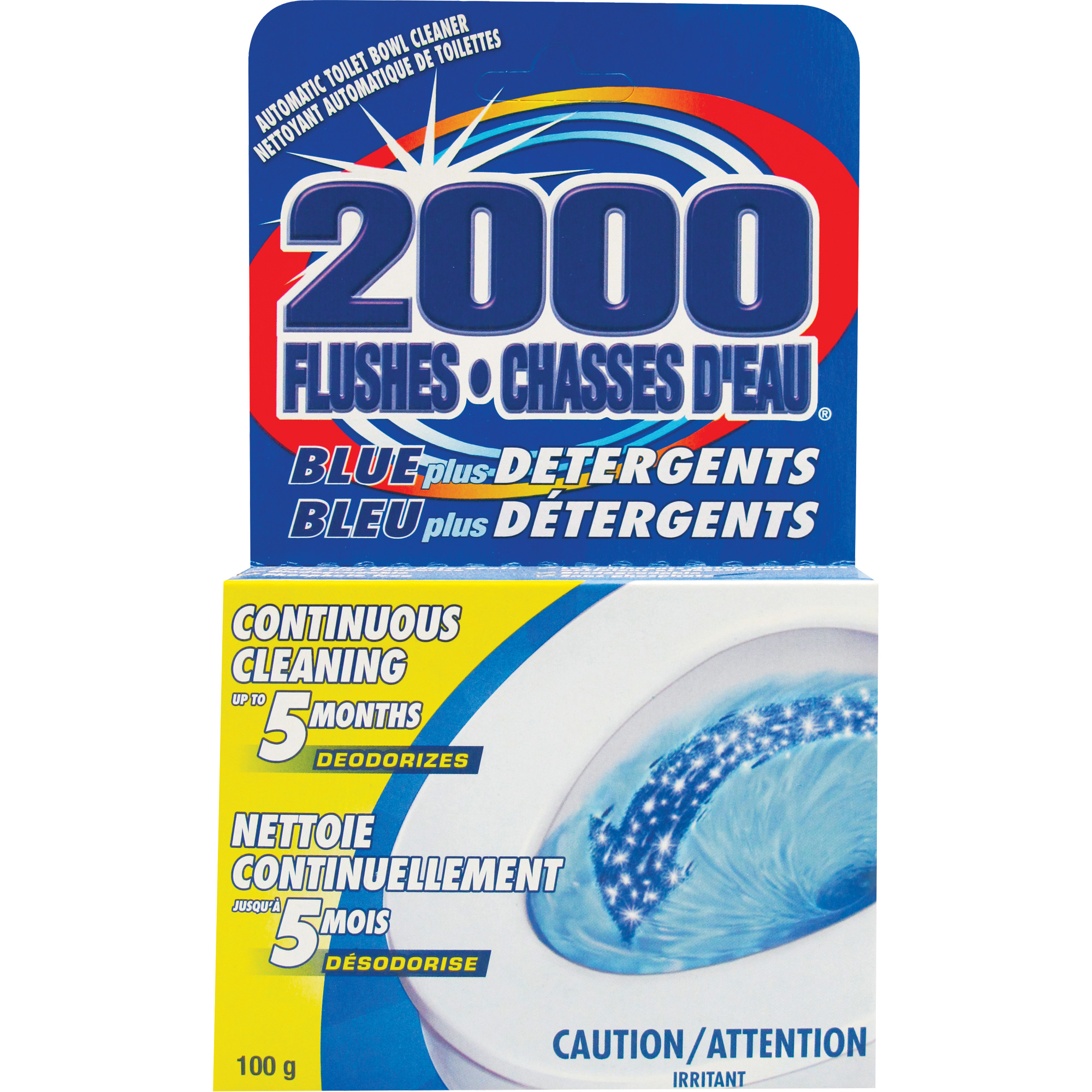 Détergent pour cuvette de toilette 2000 FlushesMD Blue Plus, 100 g, Tampon