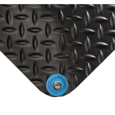 Tapis conducteur d'électricité no 786, 2' la x 3' lo x 15/16" ép, PVC, Losange, Noir