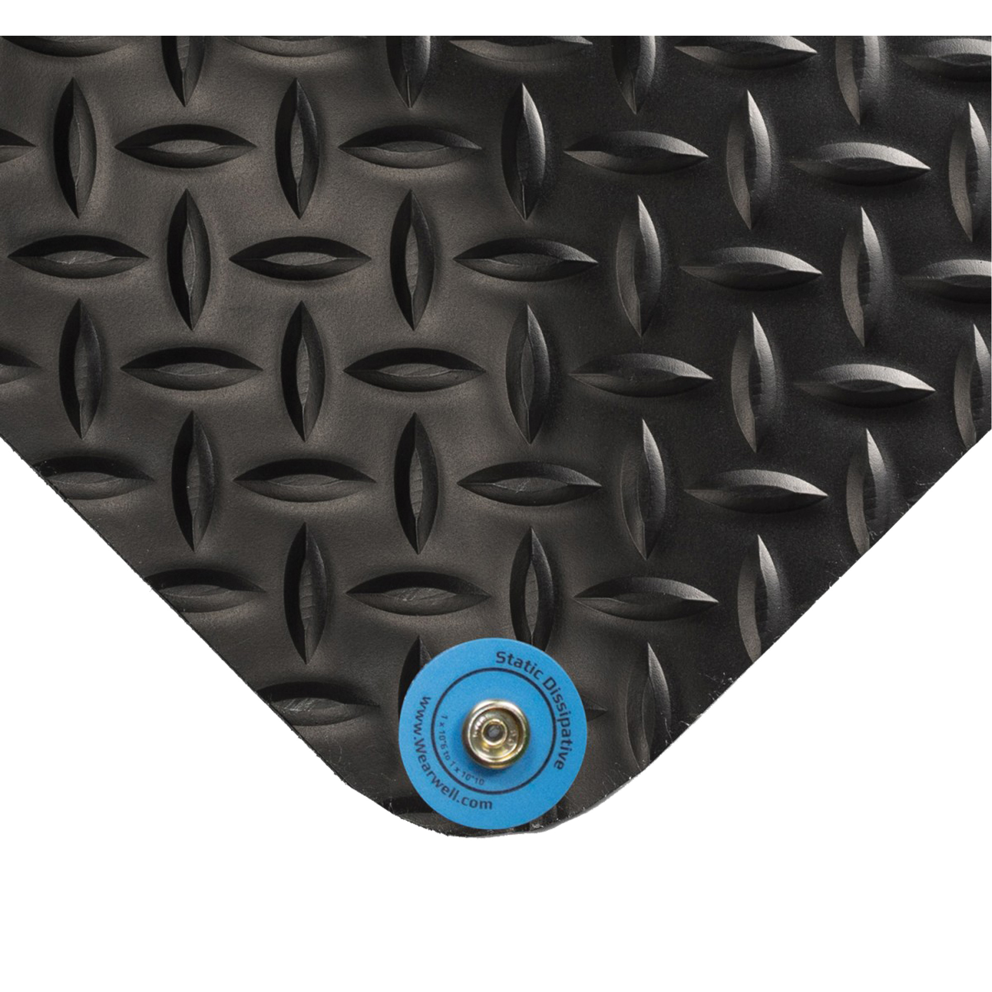 Tapis conducteur d'électricité no 786, 3' la x 10' lo x 9/16" ép, PVC, Losange, Noir