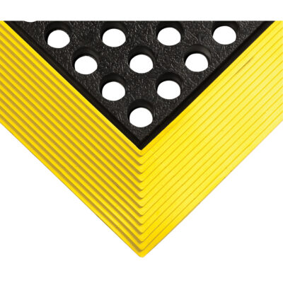 Tapis de drainage industriel No 476 WorksafeMD , À fentes, 2' x 3' x 5/8", Noir/Jaune, Caoutchouc naturel