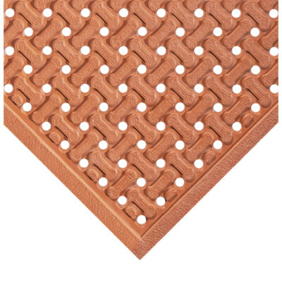 Tapis de sécurité réversibles résistants à la graisse Flow Thru en caoutchouc butadiène-styrène , 3' x 5' x 7/16", Rouge, Caoutchouc naturel
