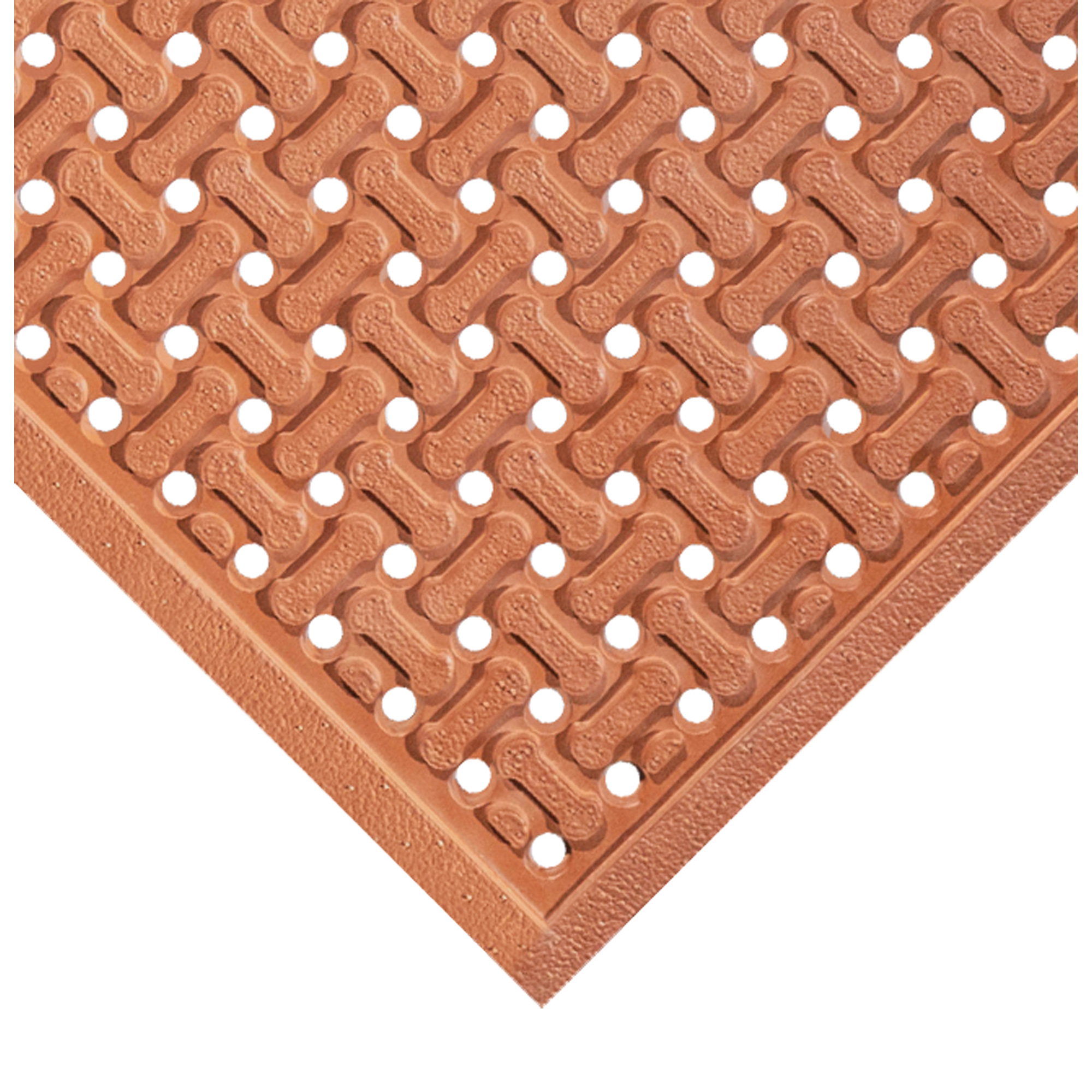 Tapis de sécurité réversibles résistants à la graisse Flow Thru en caoutchouc butadiène-styrène , 3' x 5' x 7/16", Rouge, Caoutchouc naturel