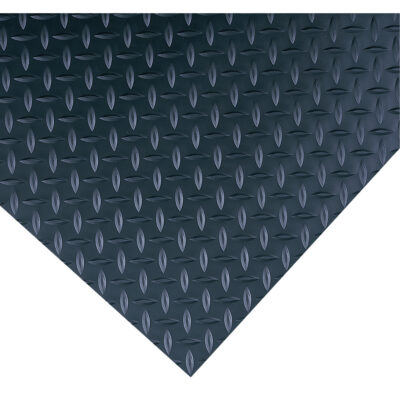 Tapis diamond plate non conducteur pour tableau de contrôle no 701, 2' la x 75' lo, 1/4" Épaisseur, Noir, PVC